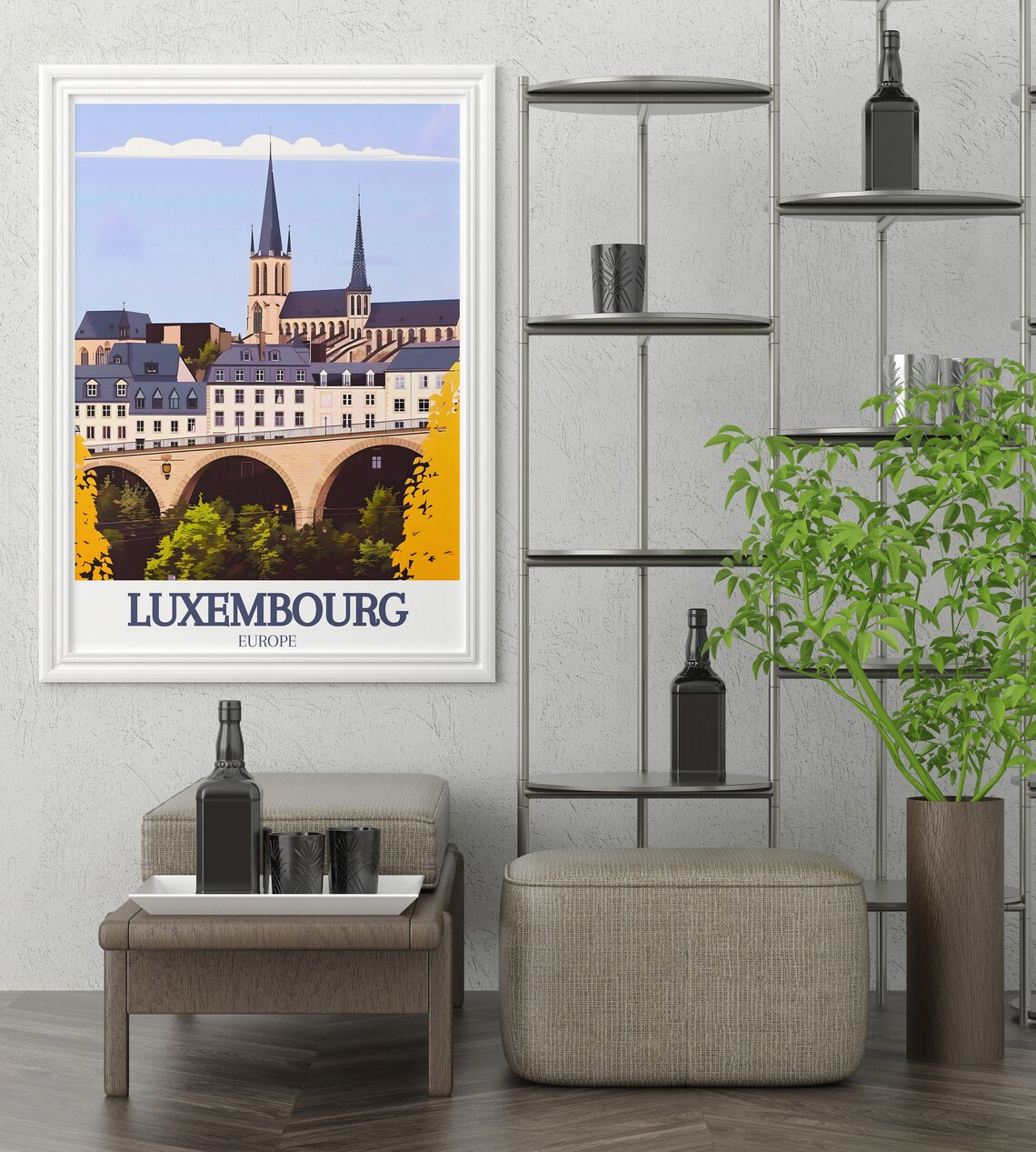 Luxembourg Europe Grand Ducal Palace Adolphe Bridge Travel Poster - Image 2