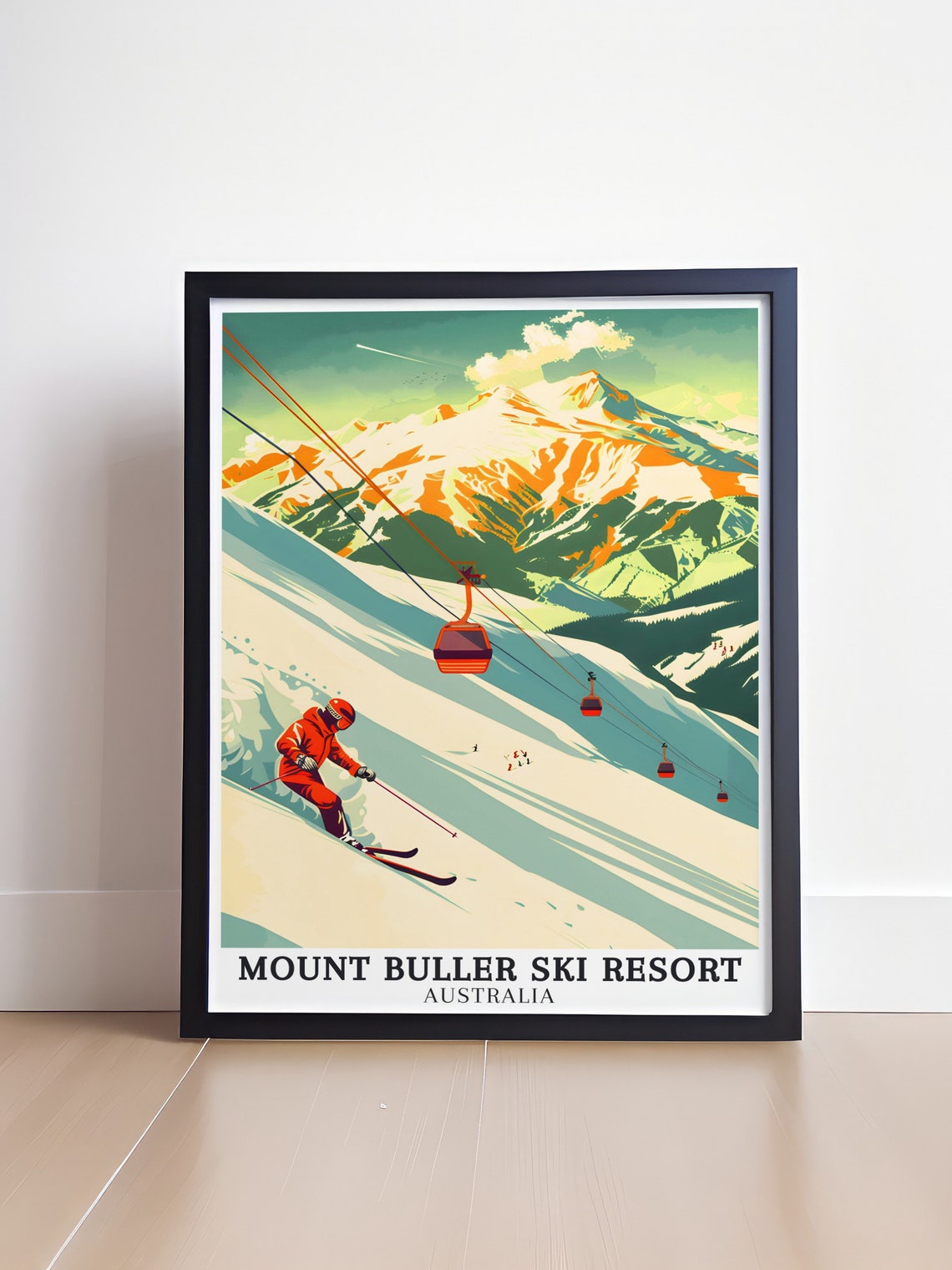 Mount Buller Skier Carving Slope Gondola Australian Alpine Ski Poster - Image 4