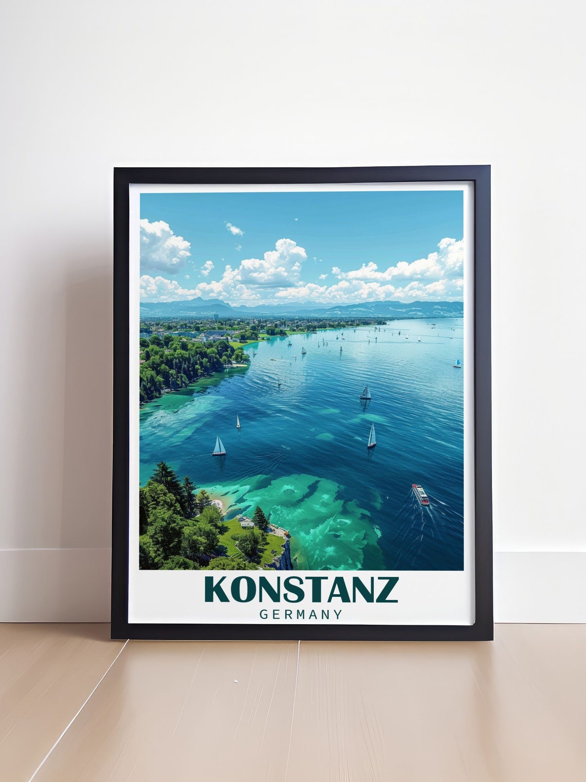 Konstanz Germany Lake Constance Sailboats Aerial View Poster - Image 4