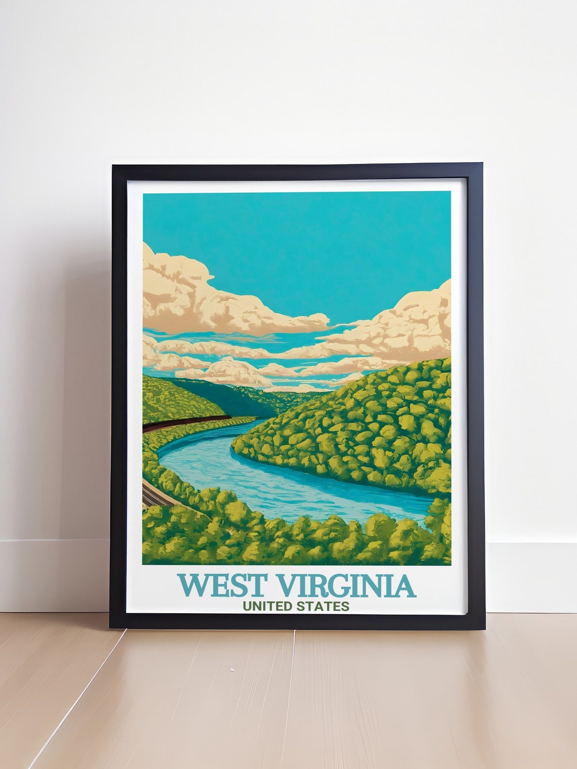 West Virginia River Bend Railway Green Valley Scenic Travel Poster - Image 4