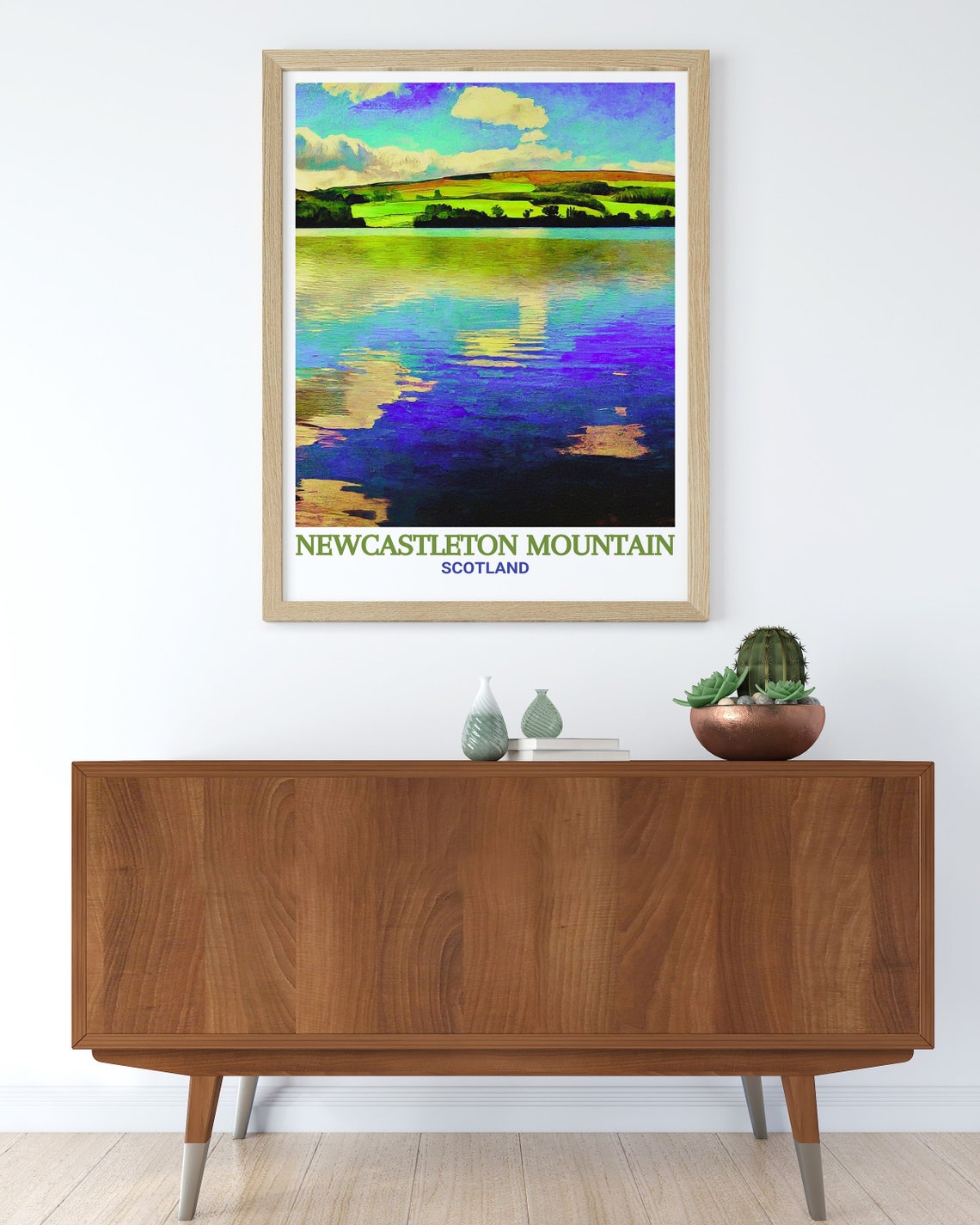 Newcastleton Mountain Kielder Water Mirror Reflection Travel Poster - Image 2