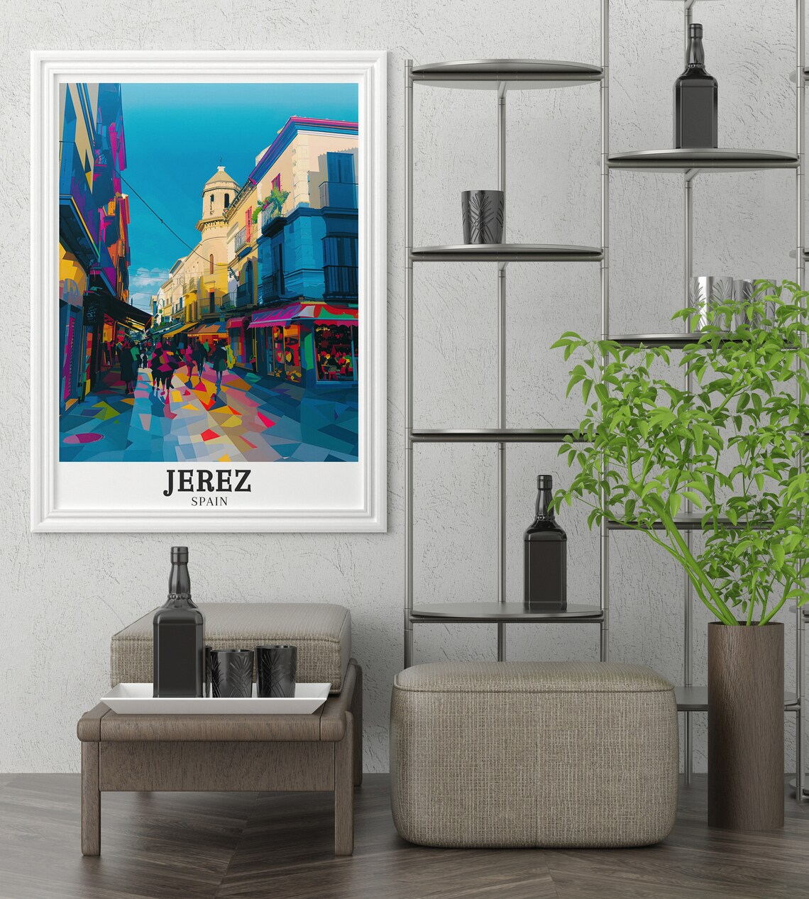 Jerez Calle Larga Colorful Street Andalusia Spain Travel Poster - Image 3