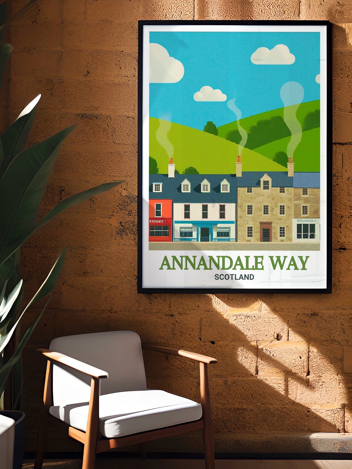 Annandale Way Scotland Charming Village Street Cottages Poster - Image 2