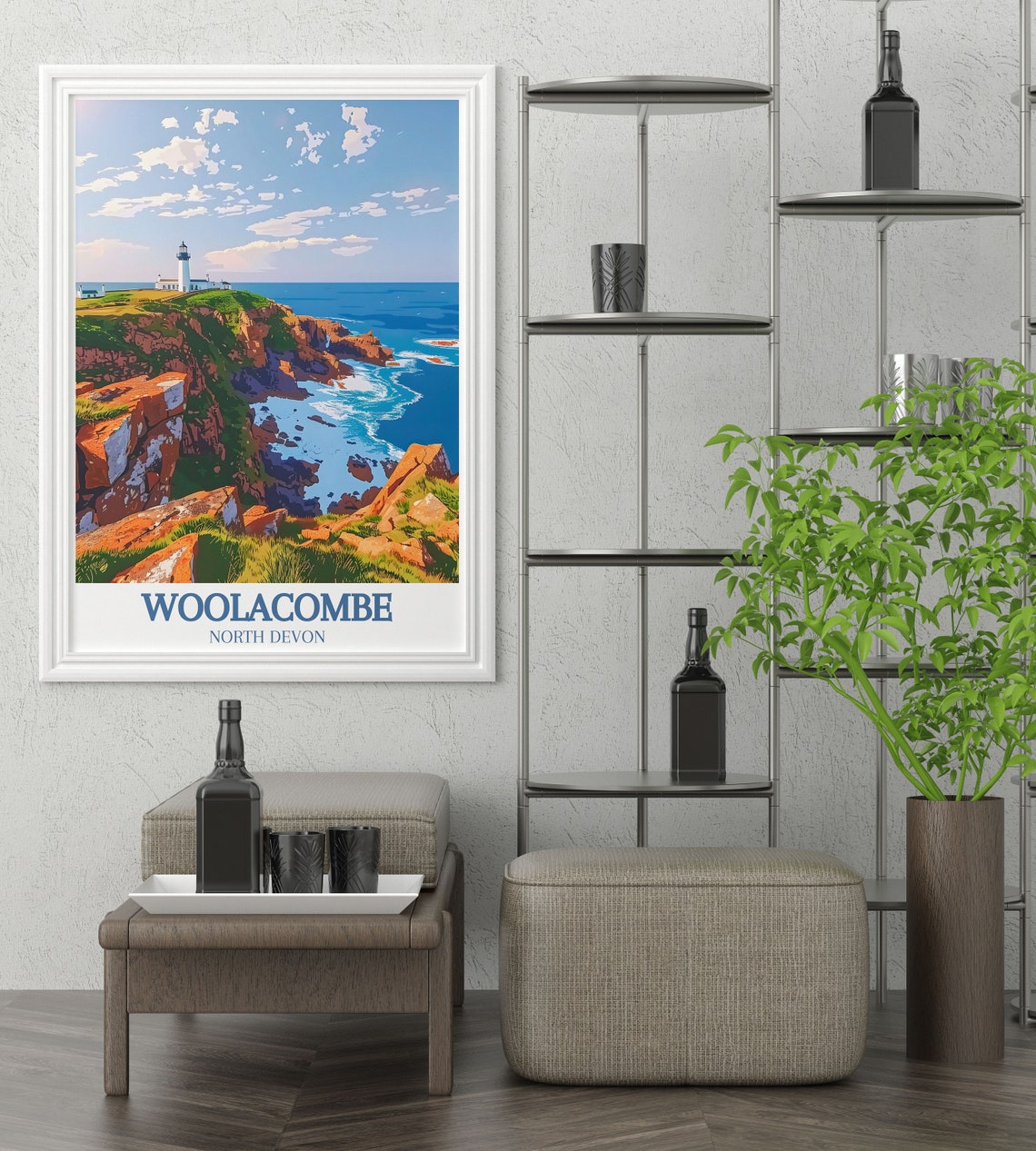 Woolacombe Bull Point Lighthouse Above Dramatic Red Cliffs Poster - Image 3