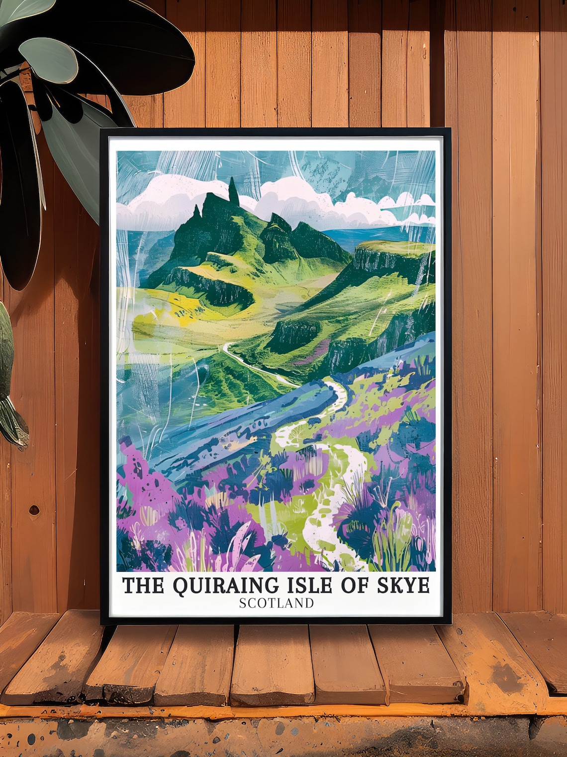 Quiraing Isle Of Skye Heather Valley Painting Scotland Poster - Image 3