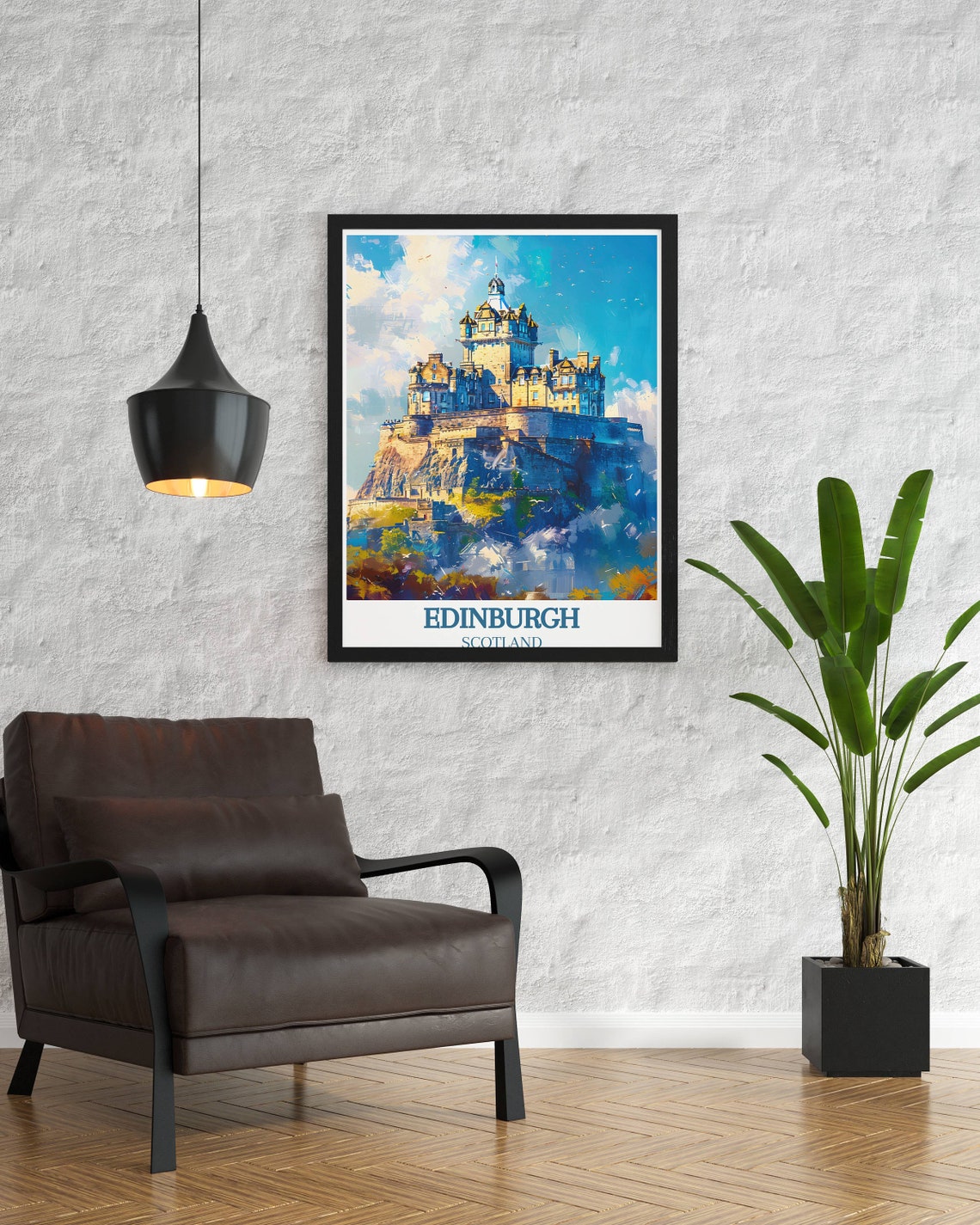 Edinburgh Castle Scotland Historic Fortress Painterly Art Poster - Image 2
