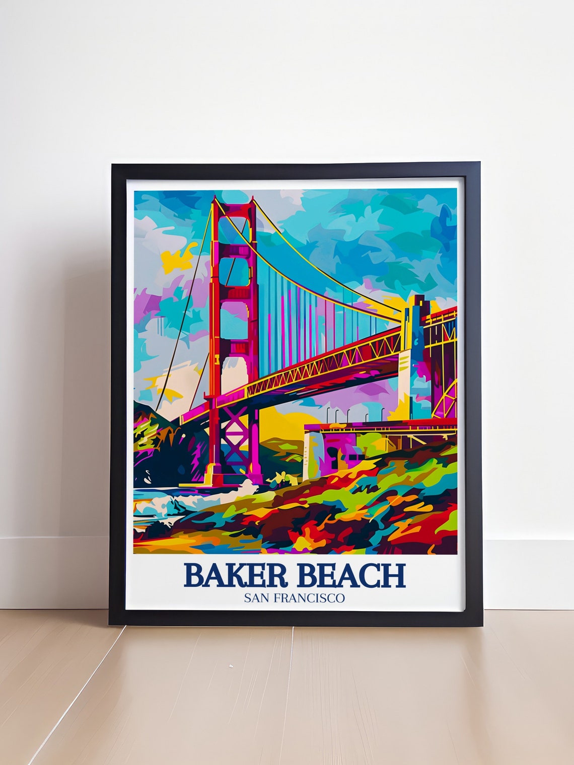 Baker Beach Golden Gate Bridge Poster San Francisco Pop Art Colors - Image 4
