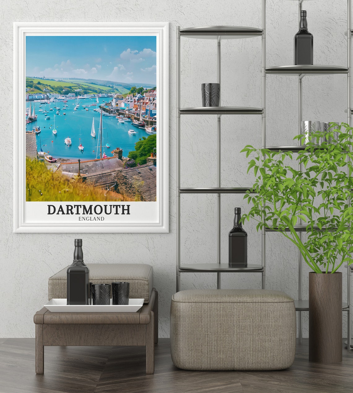 Dartmouth England River Dart Harbor Sailboats Scenic View Poster - Image 3