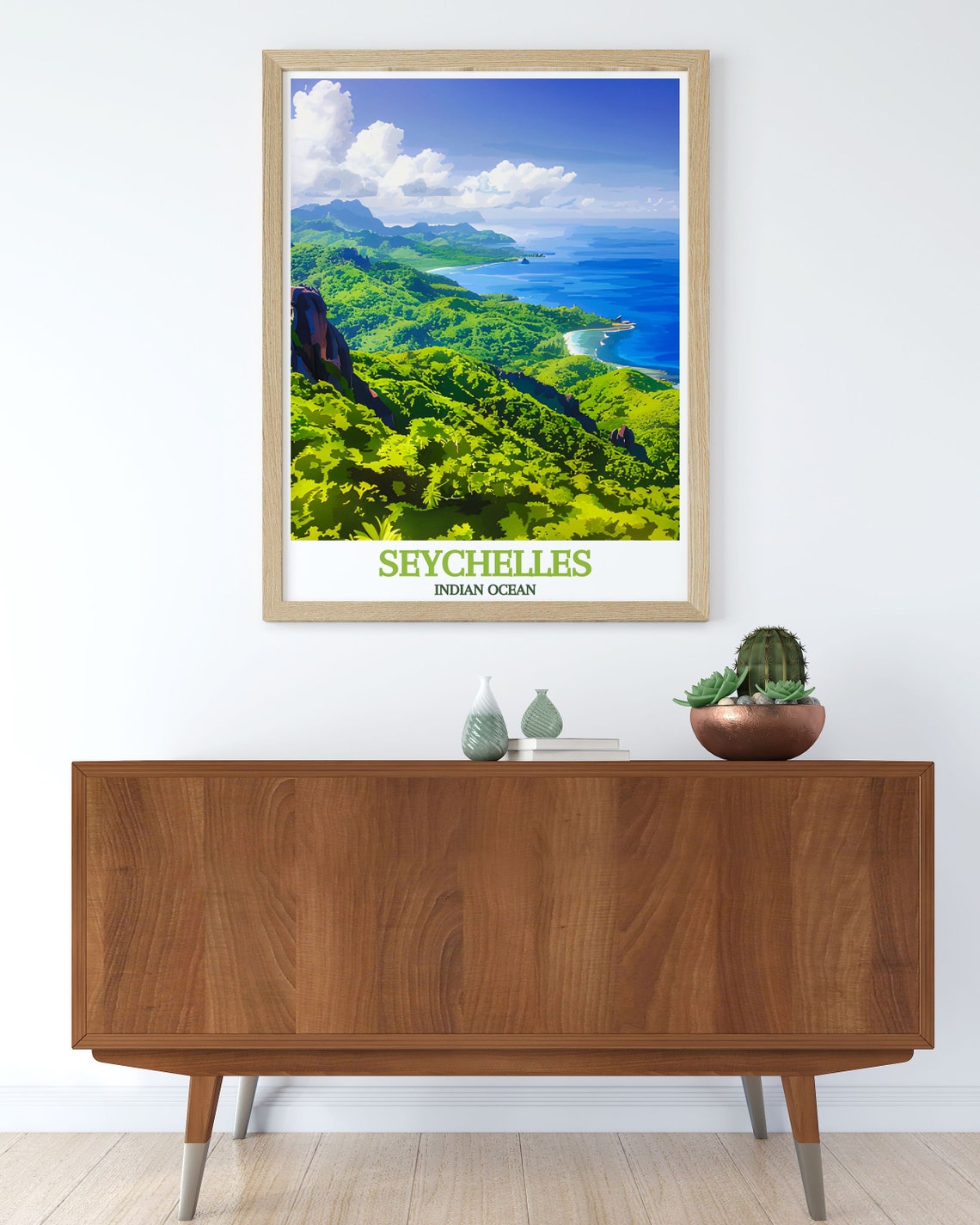 Scenic Seychelles Indian Ocean Lush Island Mountains Travel Poster - Image 2