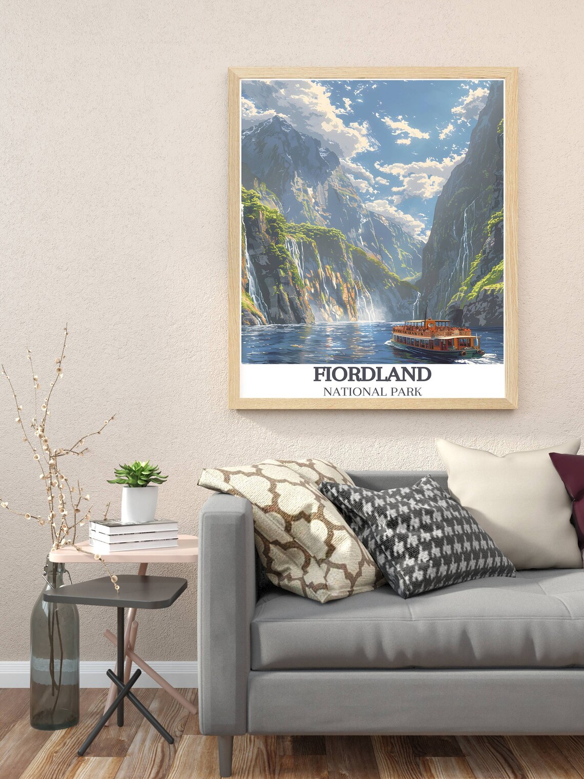 Fiordland National Park Milford Sound Cruise Boat Cliffs Poster - Image 3