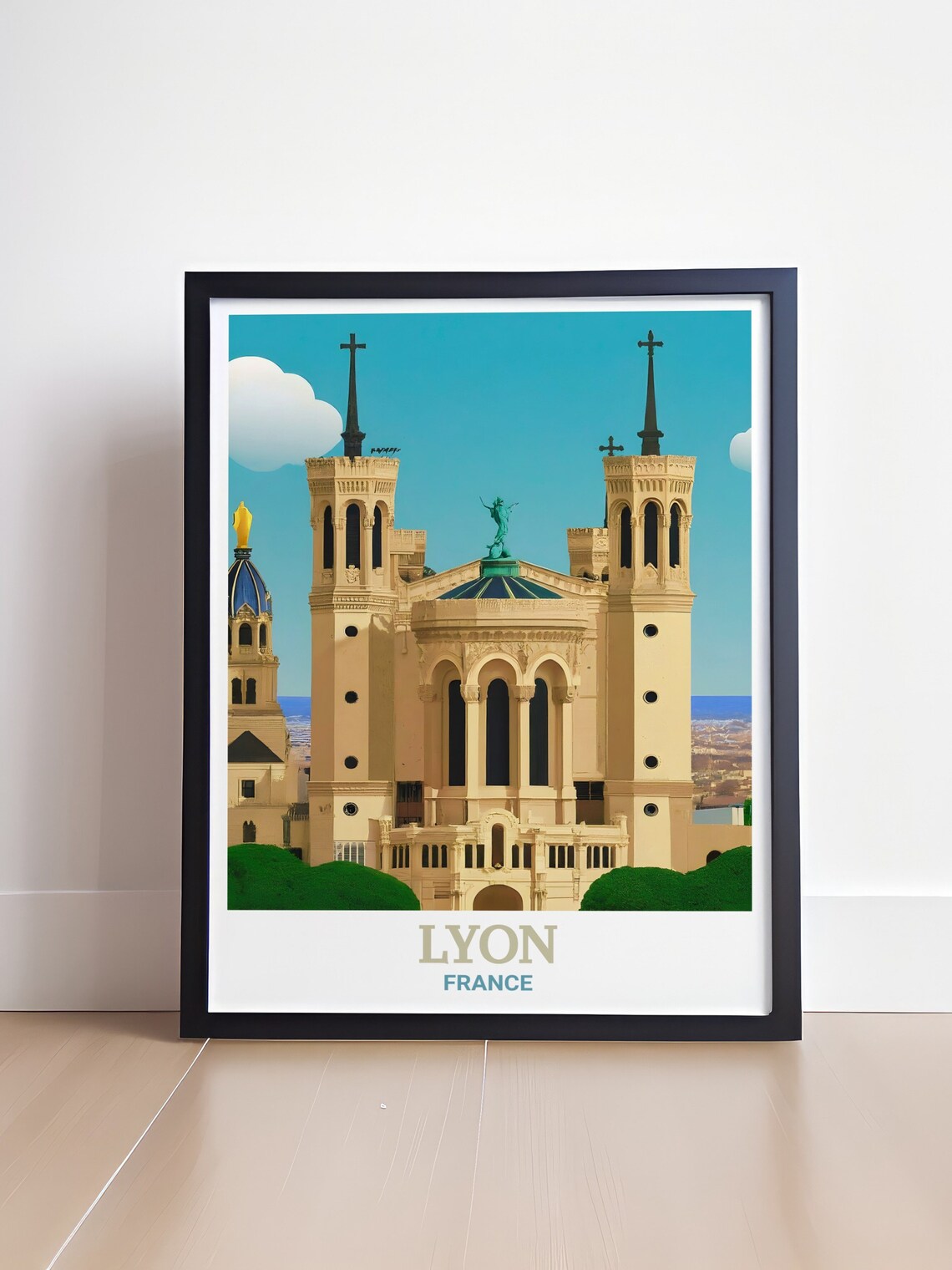Lyon Basilica of Notre-Dame de Fourviere France Landmark Travel Poster - Image 4