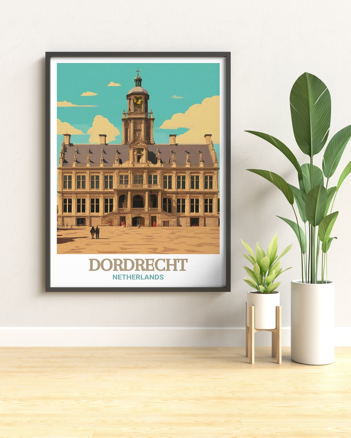 Dordrecht Netherlands City Hall Stadhuis Square Vintage Travel Poster - Image 3