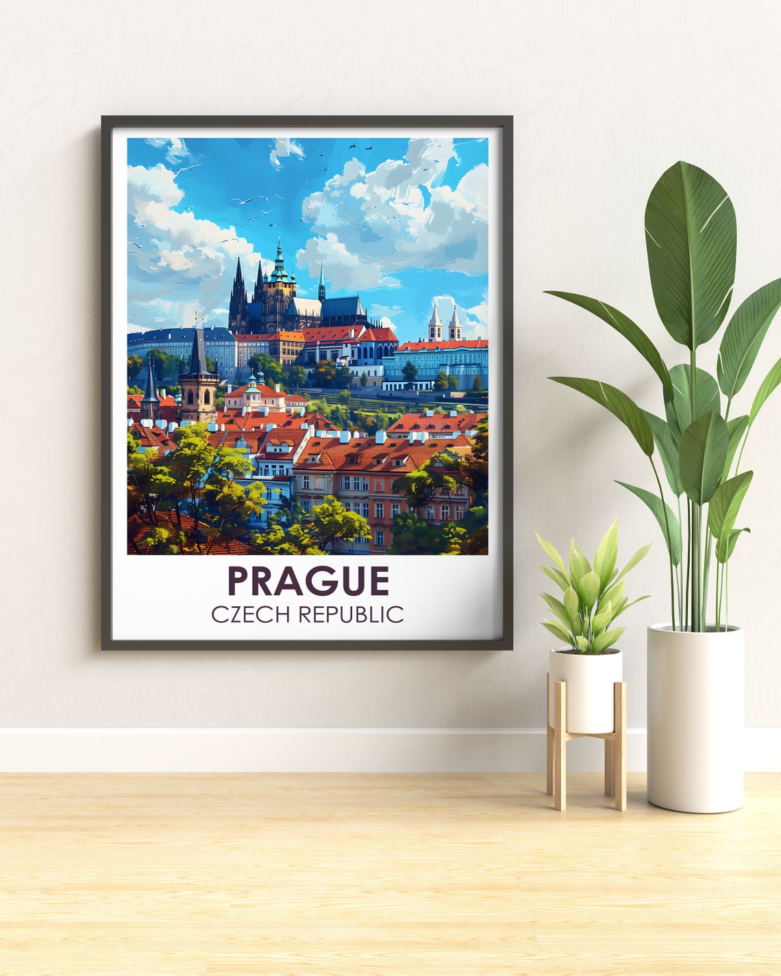Prague Travel Poster Prague Castle Art Print Prague Castle Poster Europe Travel Print Framed Print Of Prague Castle Czech Republic - Image 3