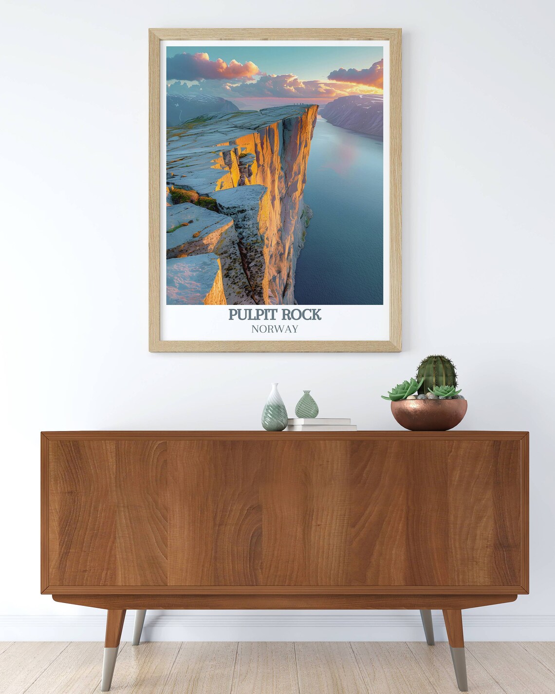 Pulpit Rock Norway Fjord Sunset Golden Cliff Edge Travel Poster - Image 2