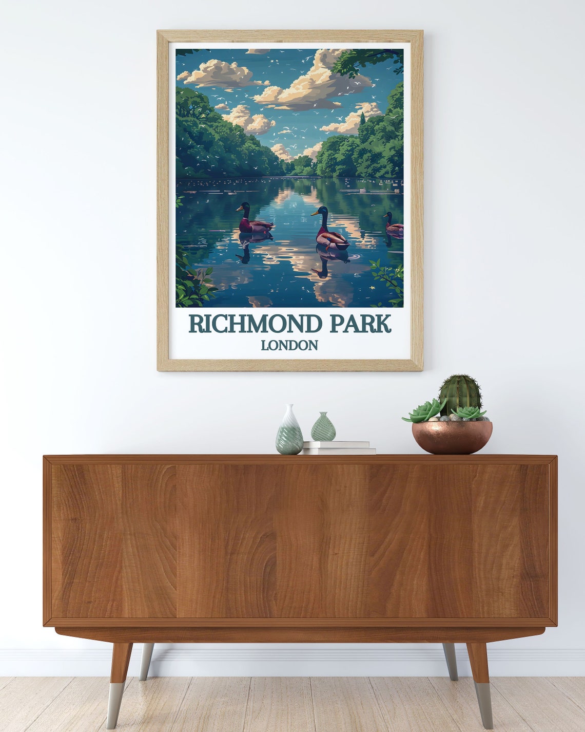 Richmond Park London Duck Pond Woodland Lake Summer Scene Poster - Image 3