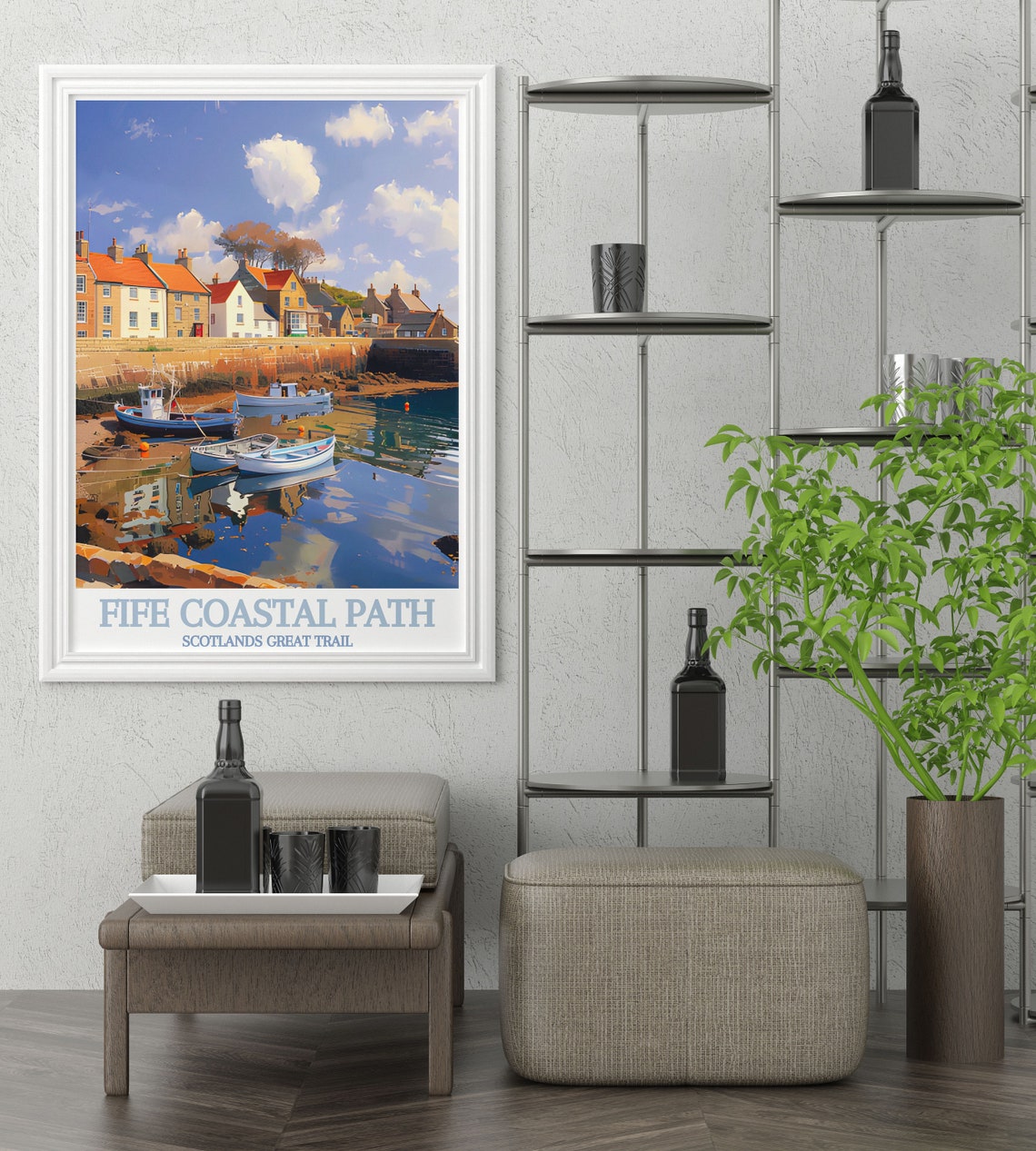 Fife Coastal Path Crail Harbour Boats and Colourful Houses Poster - Image 4