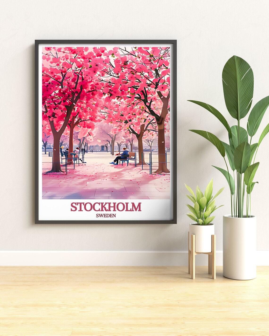 Stockholm Sweden Cherry Blossom Avenue Pink Springtime Poster - Image 3