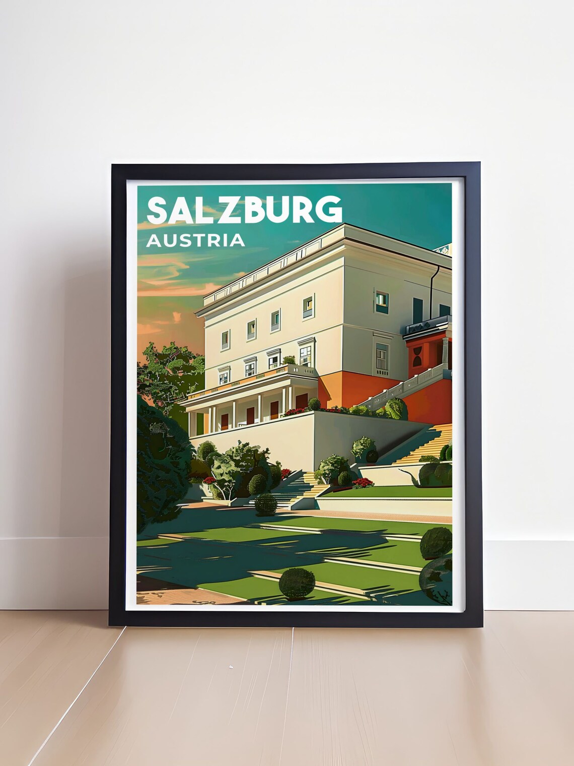 Mirabell Palace and Gardens Salzburg Austria Retro Travel Poster - Image 4