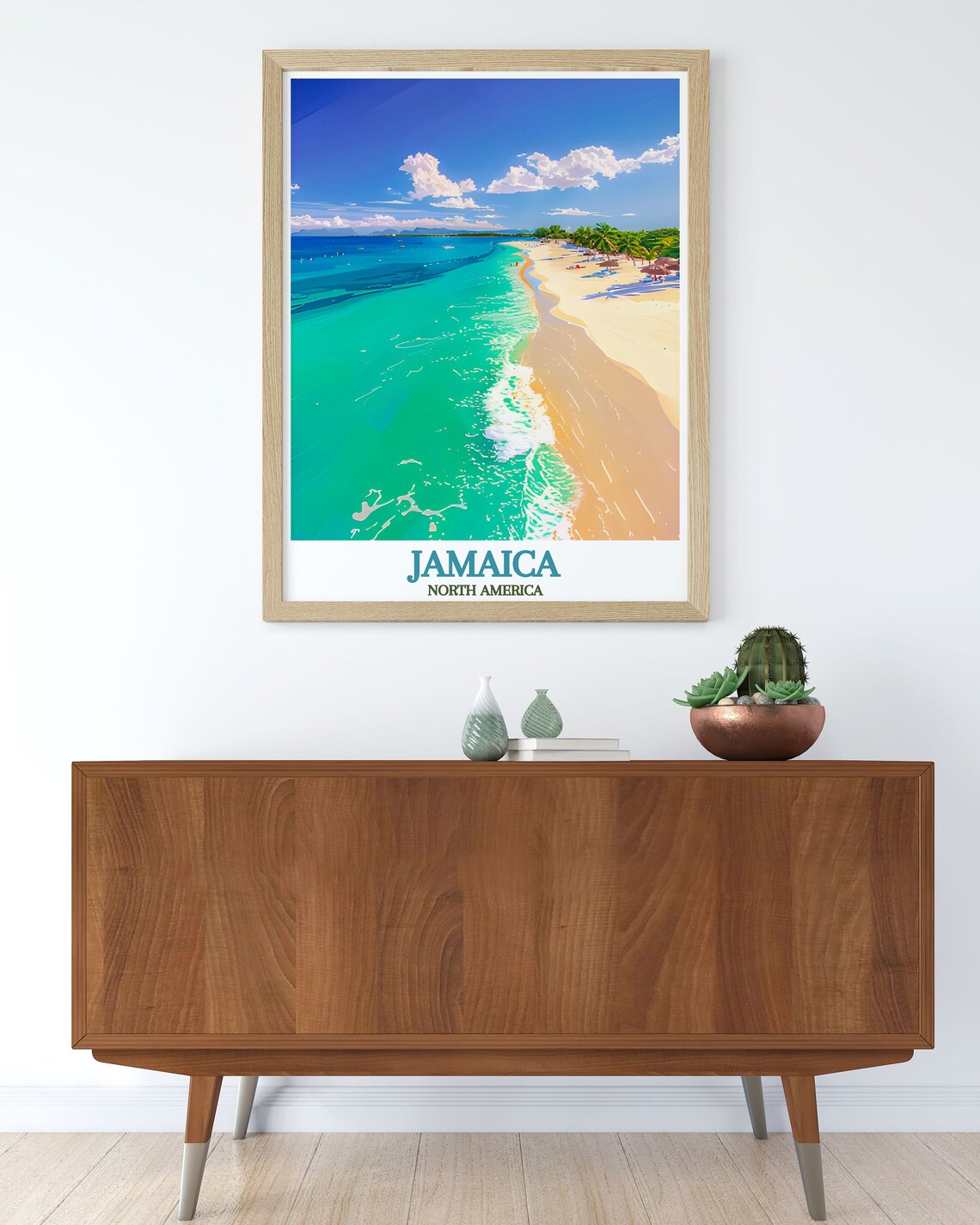 Jamaica North America Turquoise Beach Palms Aerial Paradise Travel Poster - Image 2