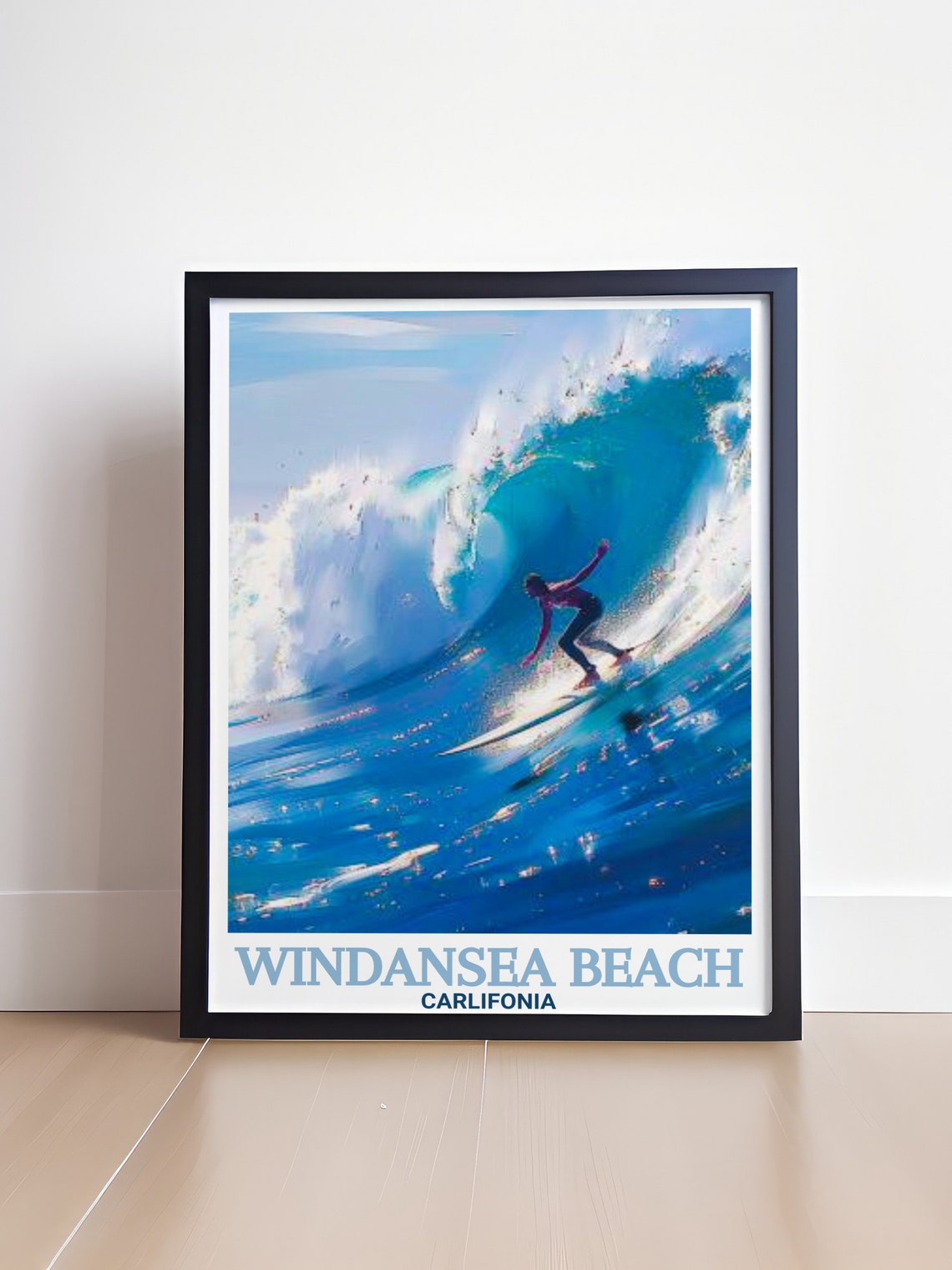 Windansea Beach Surfer Riding Turquoise Barrel Wave California Poster - Image 4