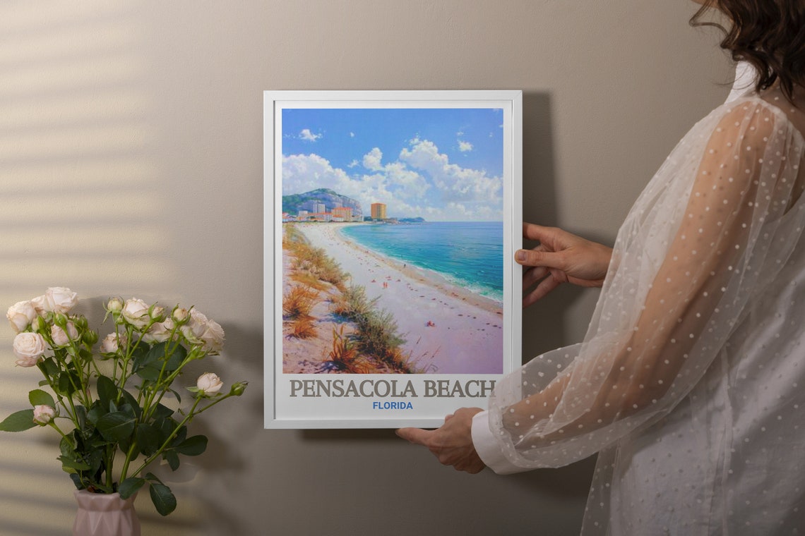 Pensacola Beach White Sand Shoreline Florida Coast Travel Poster - Image 2