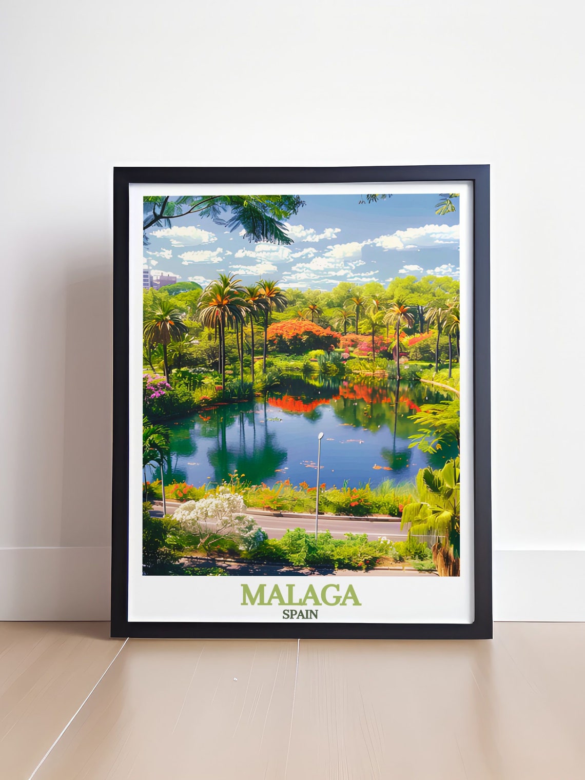 Malaga La Concepcion Garden Palms Reflective Lake Spain Poster - Image 4