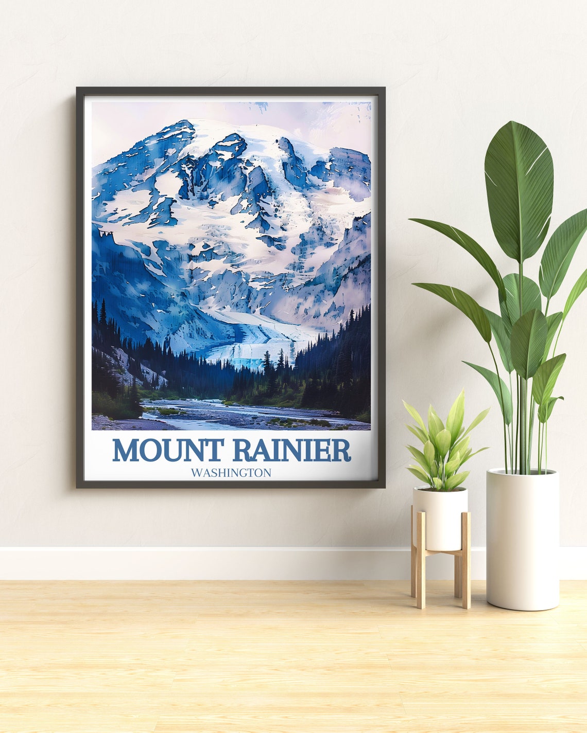 Mount Rainier Washington Blue Glacier Close Up Travel Poster - Image 2