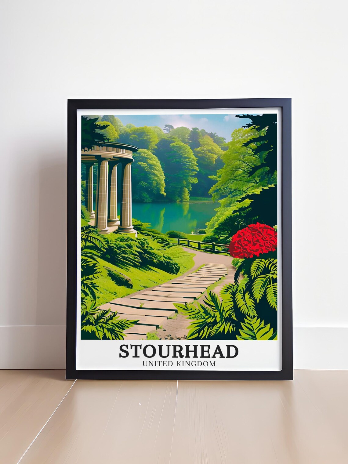 Stourhead United Kingdom Rotunda Temple Lake Garden Steps Poster - Image 4