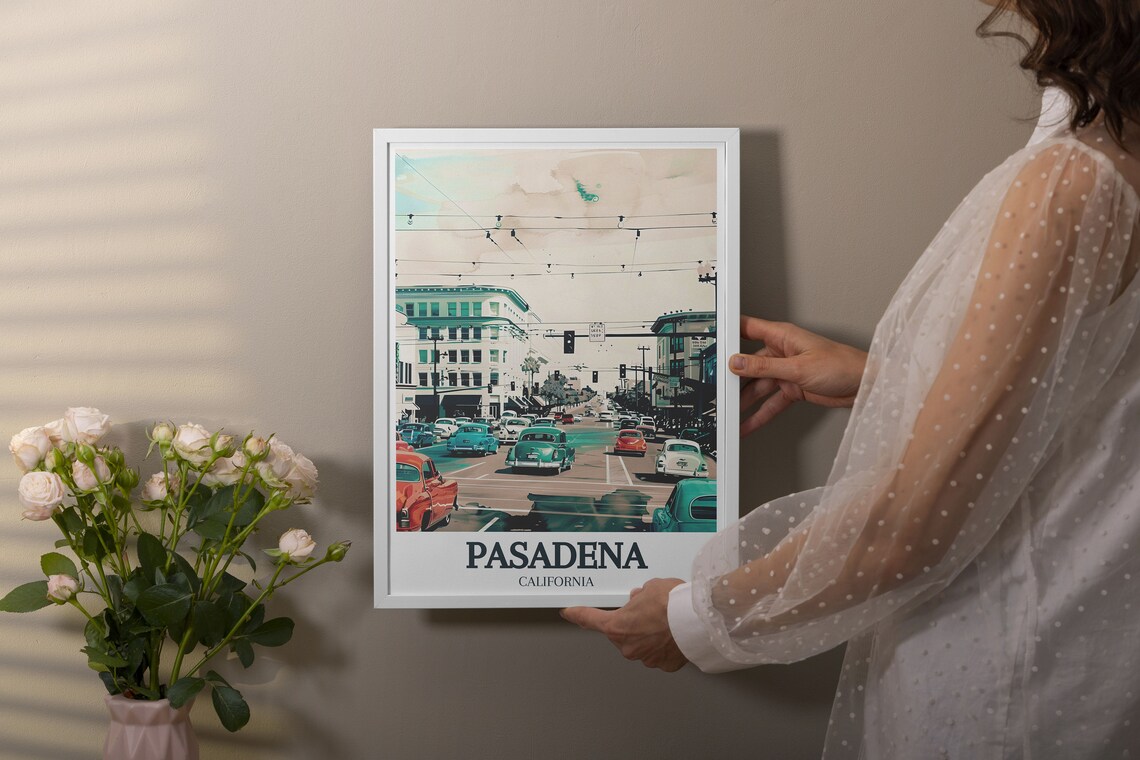 Pasadena Vintage Main Street Classic Cars California Retro Poster - Image 3