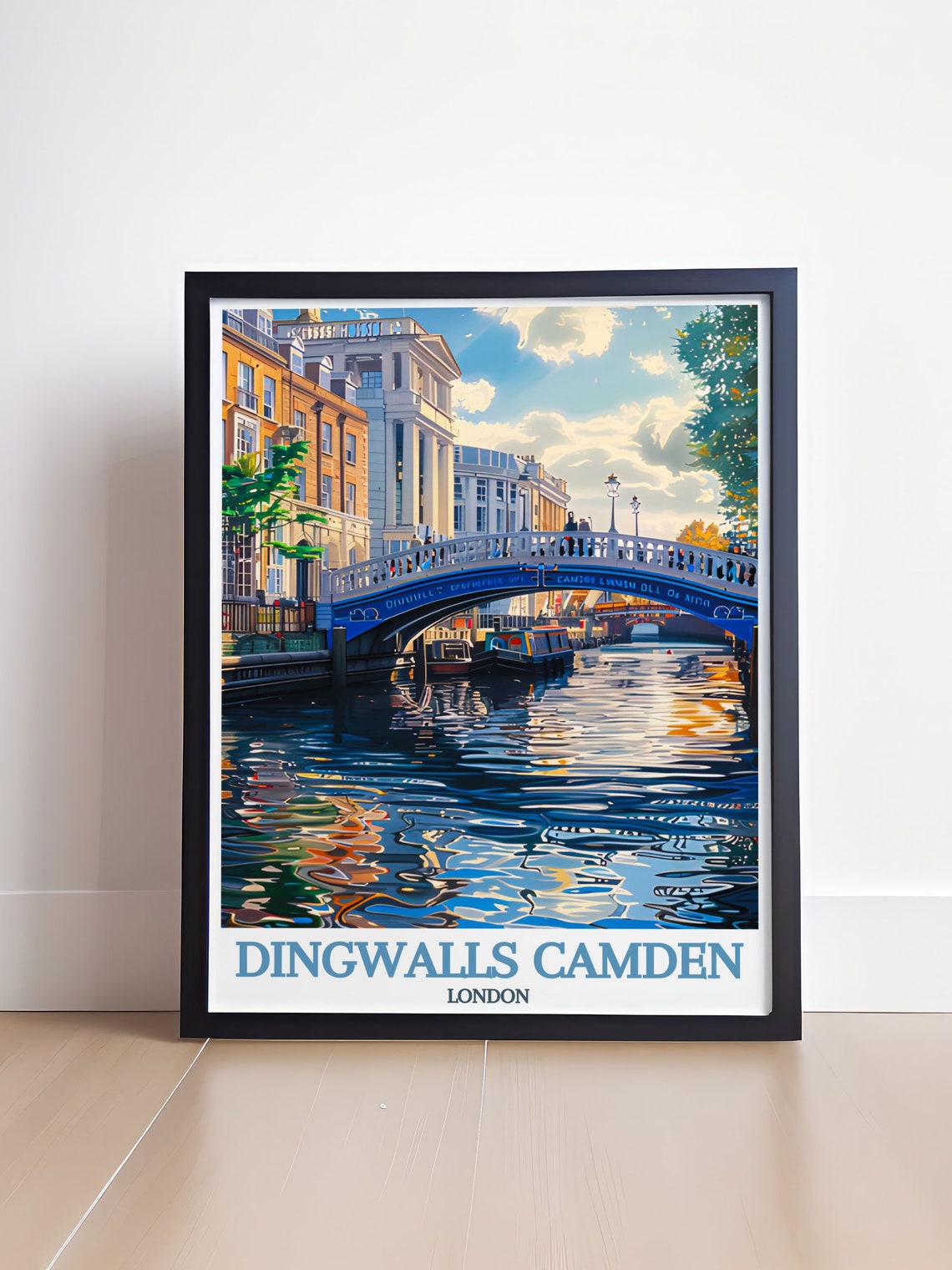 Dingwalls Camden Lock Bridge Canal Reflections London Poster - Image 4
