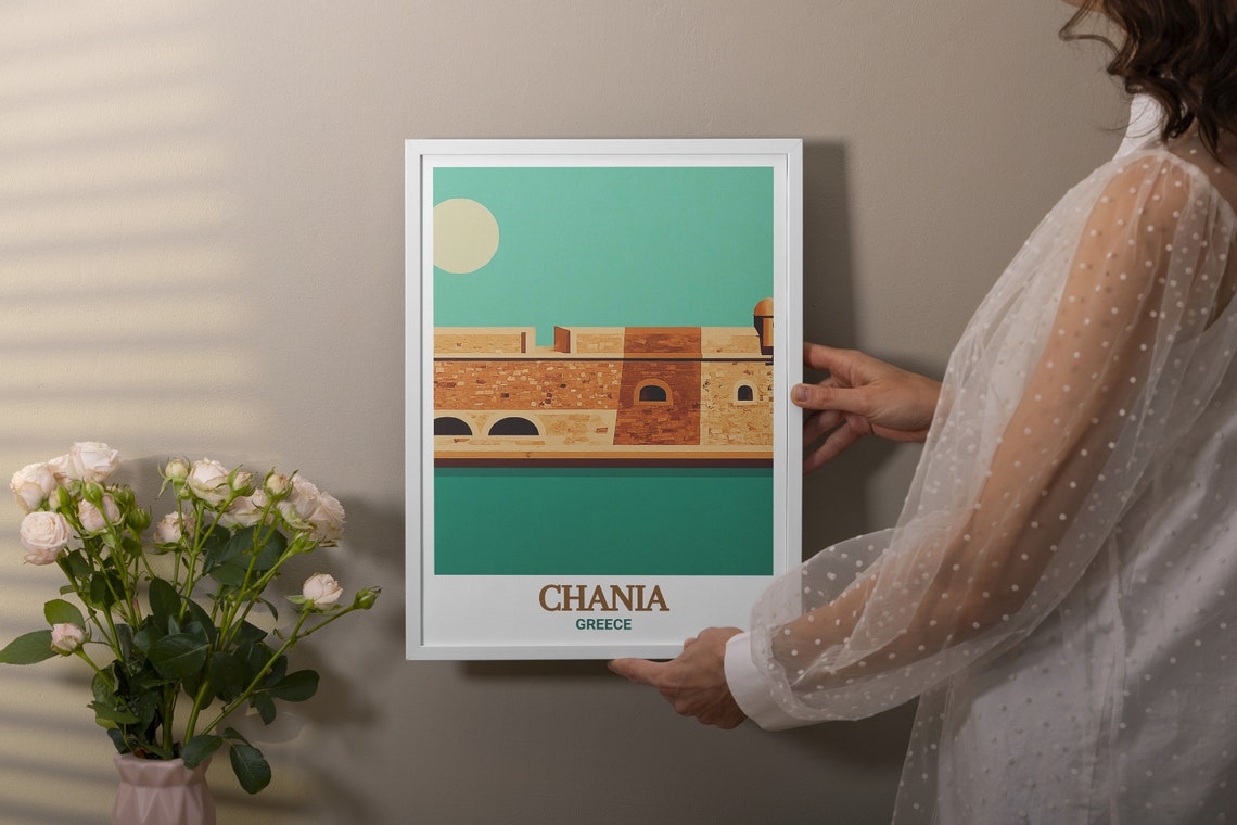 Chania Greece Firkas Fortress Historic Stone Wall Minimalist Poster - Image 3