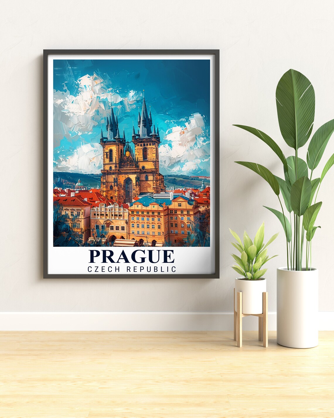 Prague Old Town Square Twin Church Towers Czech Travel Poster - Image 2