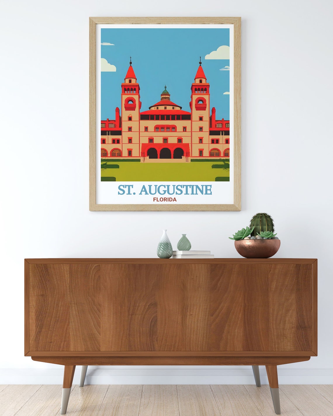 St. Augustine Flagler College Twin Towers Retro Travel Poster - Image 2