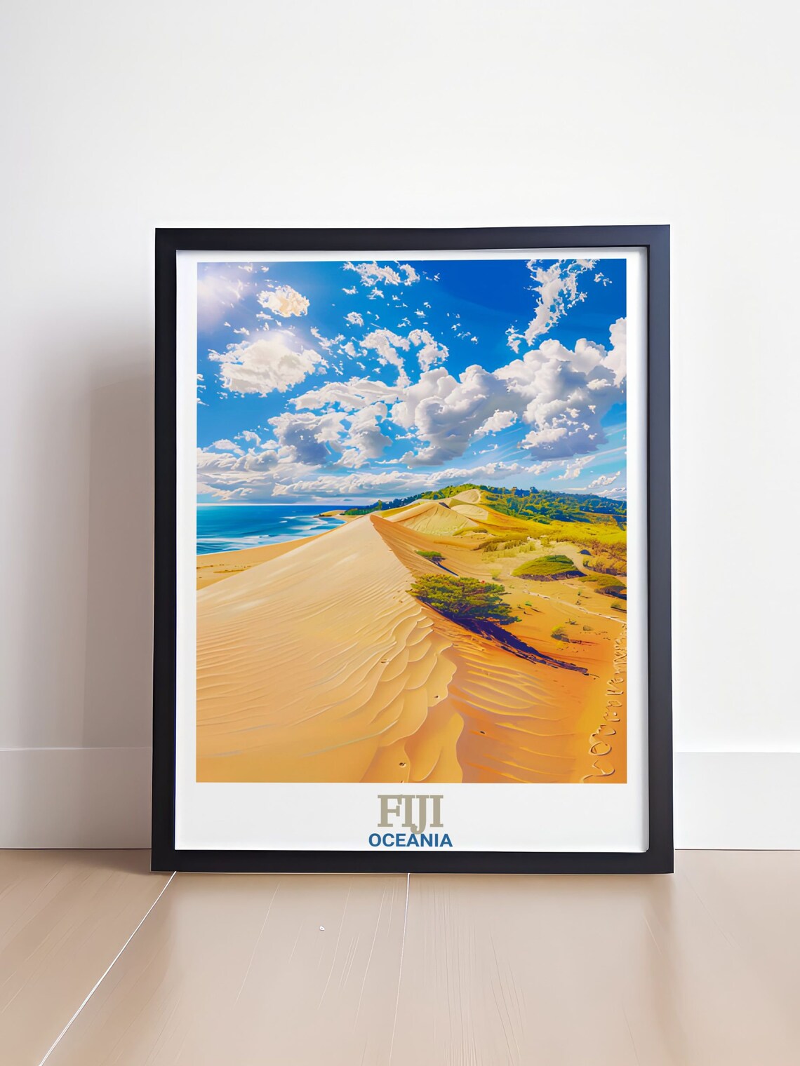 Fiji Sigatoka Sand Dunes Golden Beach Aerial Landscape Art Poster - Image 4