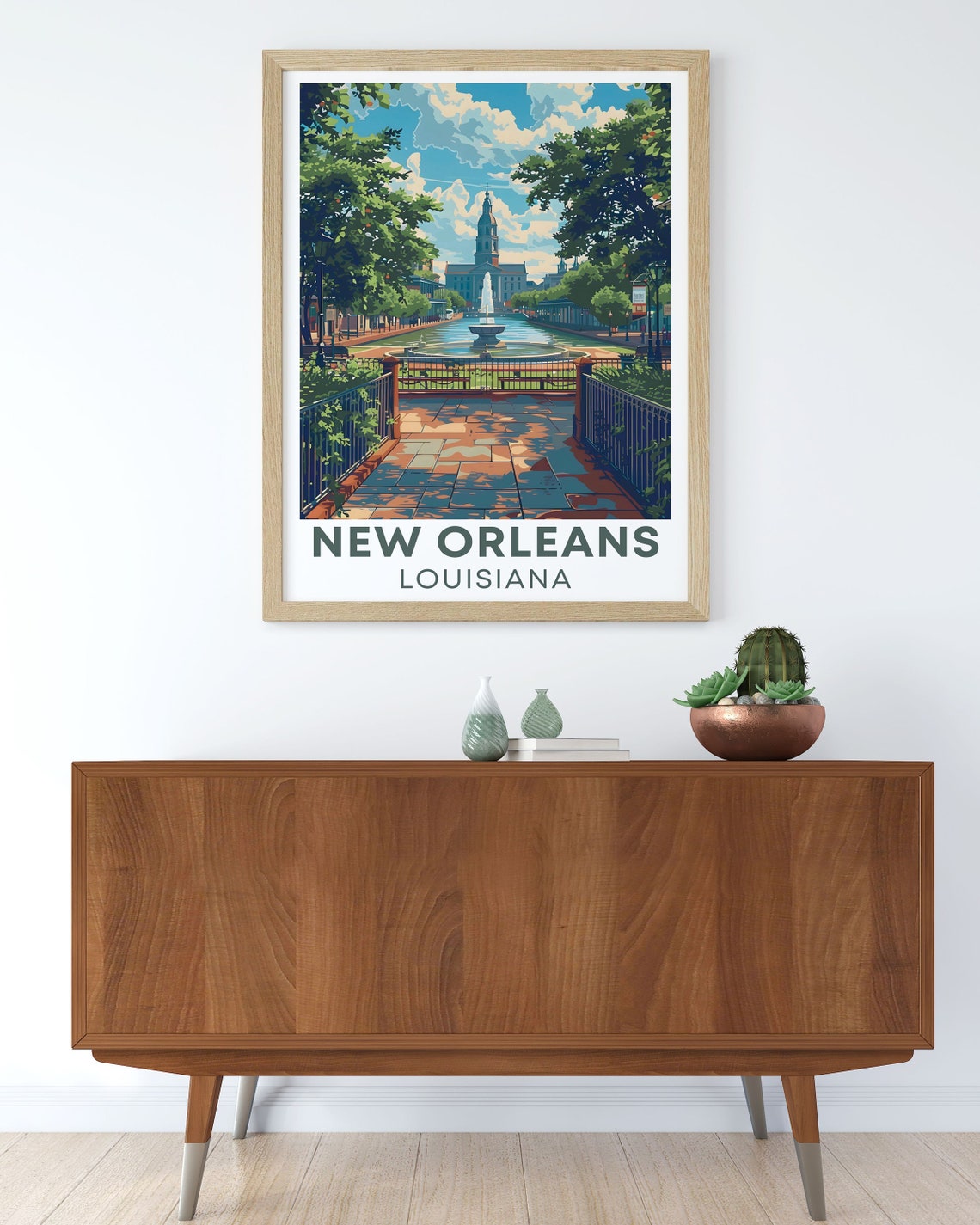 New Orleans Jackson Square Fountain St Louis Cathedral Art Poster - Image 3