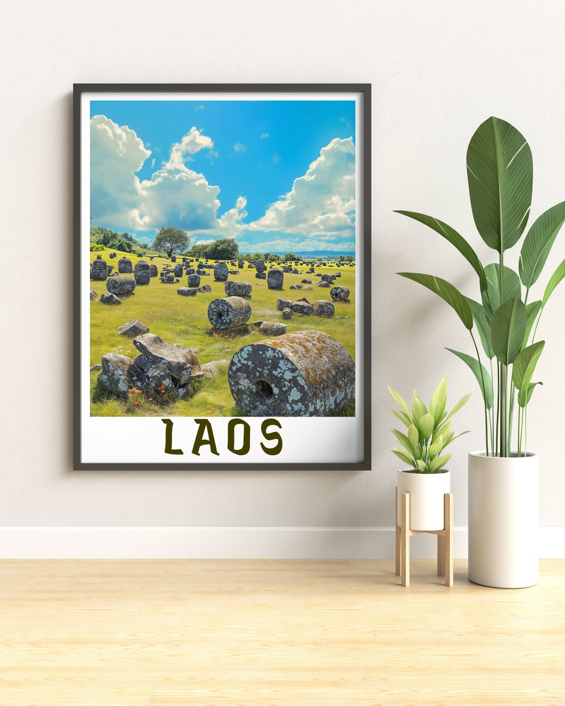 Laos Travel Poster Travel Print With Plaon Of Jars Laos Decor Laos Poster Laos Travel Print With Plaon Of Jars - Image 3