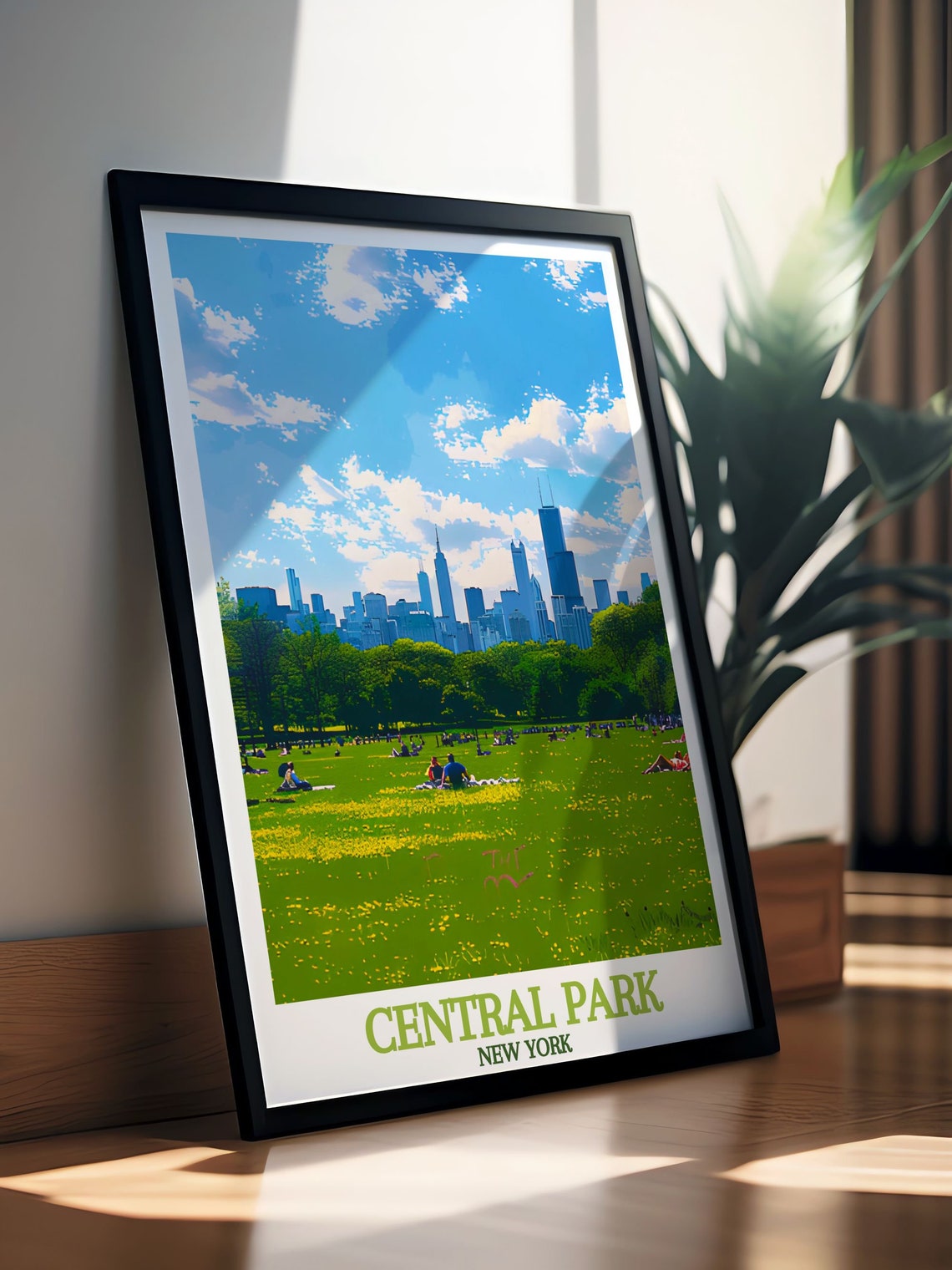 Central Park New York Great Lawn Summer Picnic City Skyline Poster - Image 3