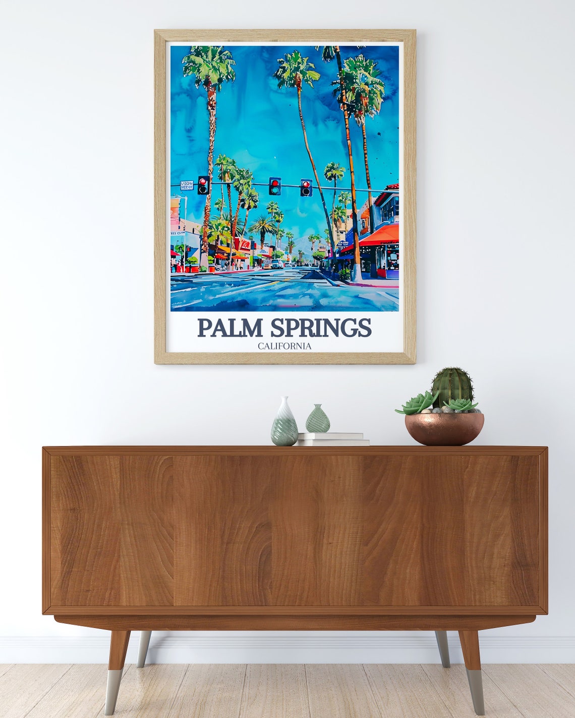 Palm Springs Downtown Palm Canyon Drive Watercolor City Poster - Image 2