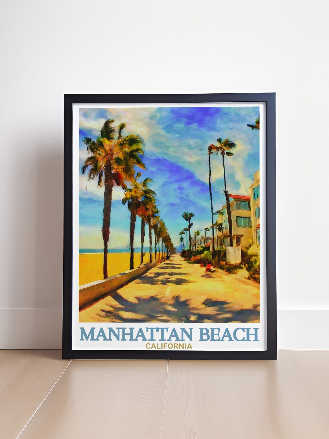 The Strand Palm Path Along Manhattan Beach California Travel Poster - Image 4