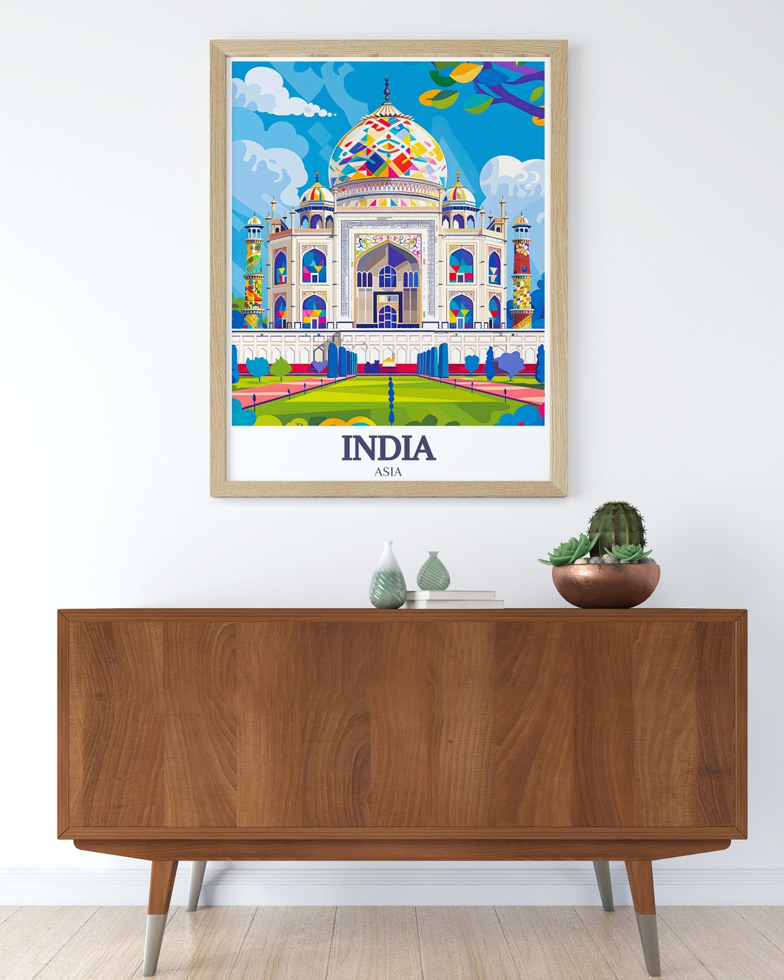 India Asia Taj Mahal Agra Colorful Pop Art Landmark Scene Poster - Image 2
