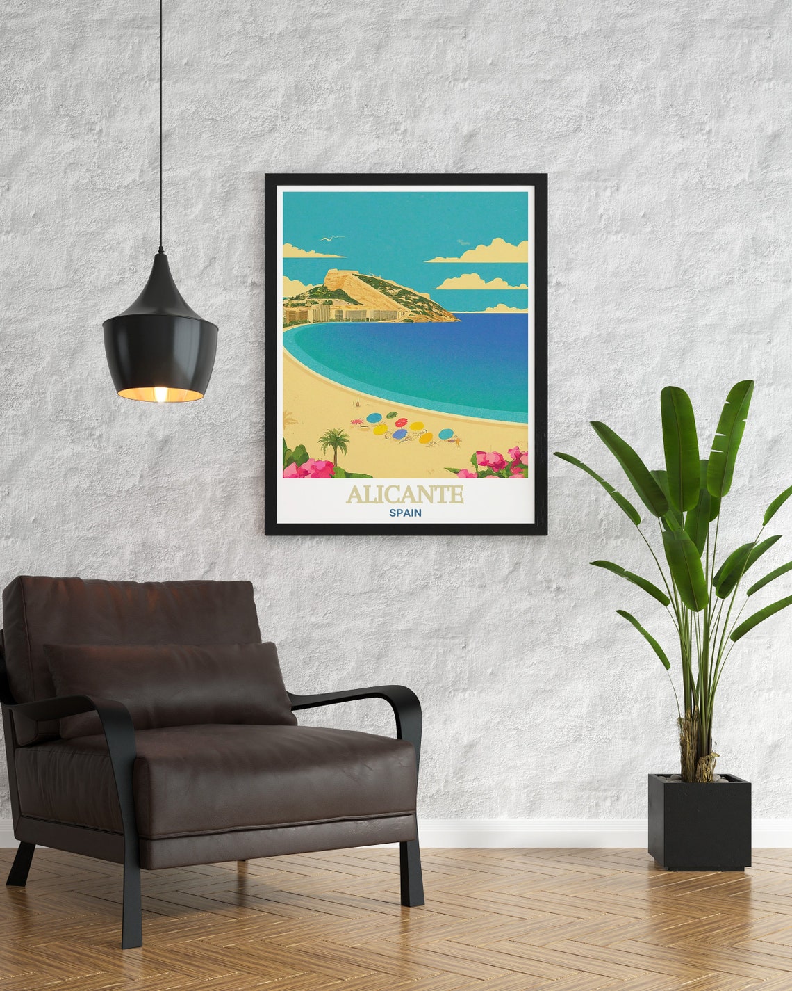 Alicante Playa Del Postiguet Castle Hill Spain Beach Resort Poster - Image 3
