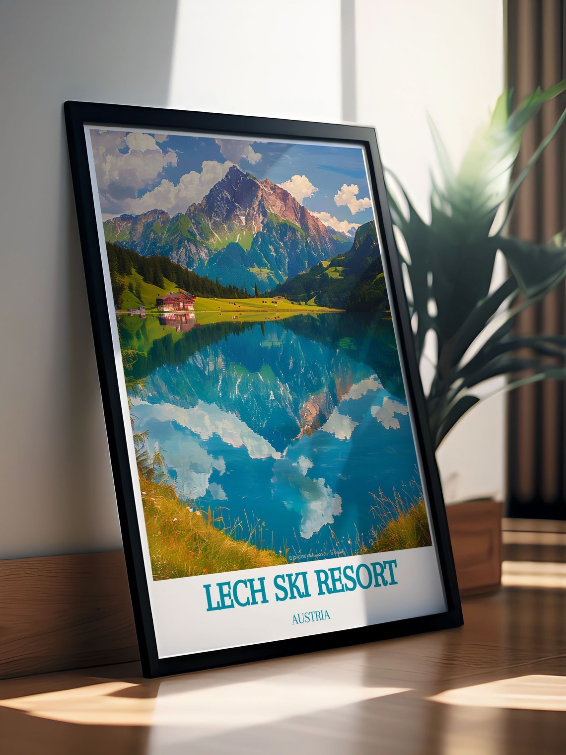 Lech Ski Resort Austria Mirror Lake Mountain Reflection Poster - Image 2