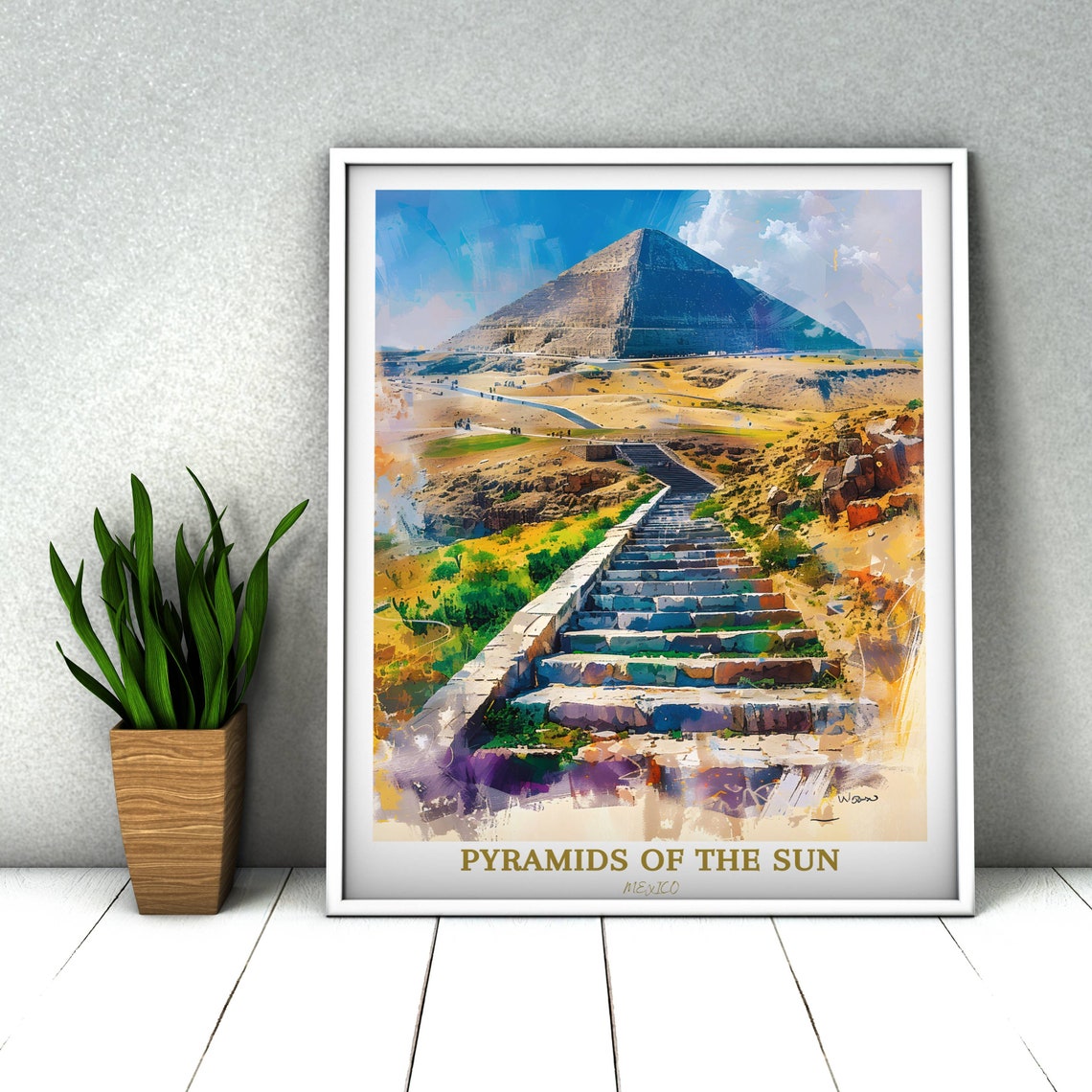 Pyramids Of The Sun Mexico Stone Steps Ascending Pyramid Travel Poster - Image 3