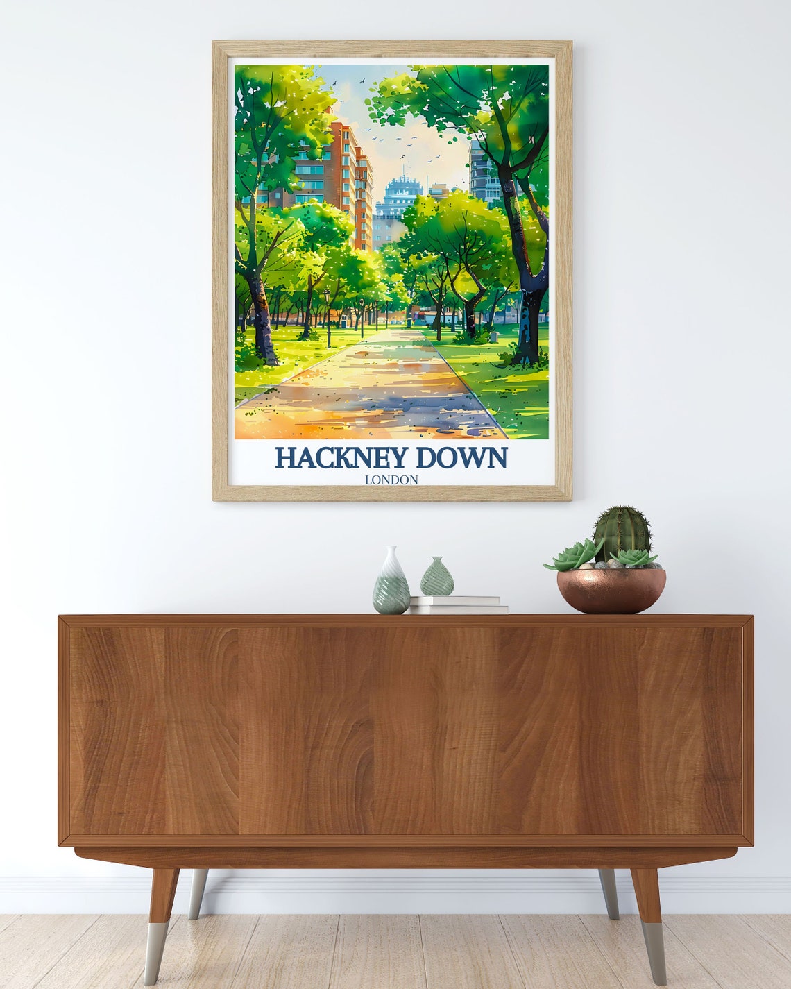 Hackney Downs London Sunlit Park Path Dappled Light Watercolor Poster - Image 2