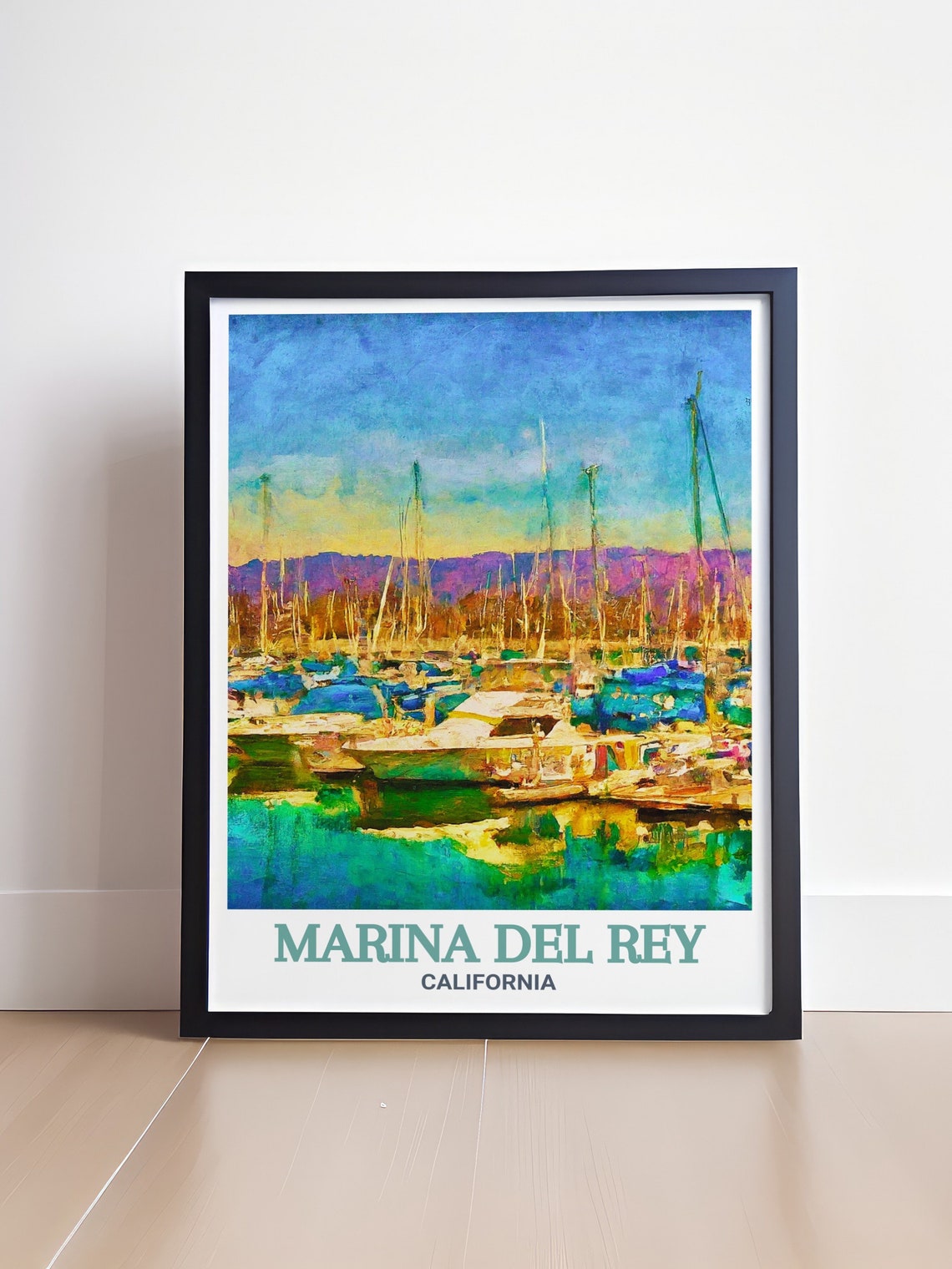 Marina Del Rey California Sailboat Harbor Golden Sunset Poster - Image 4