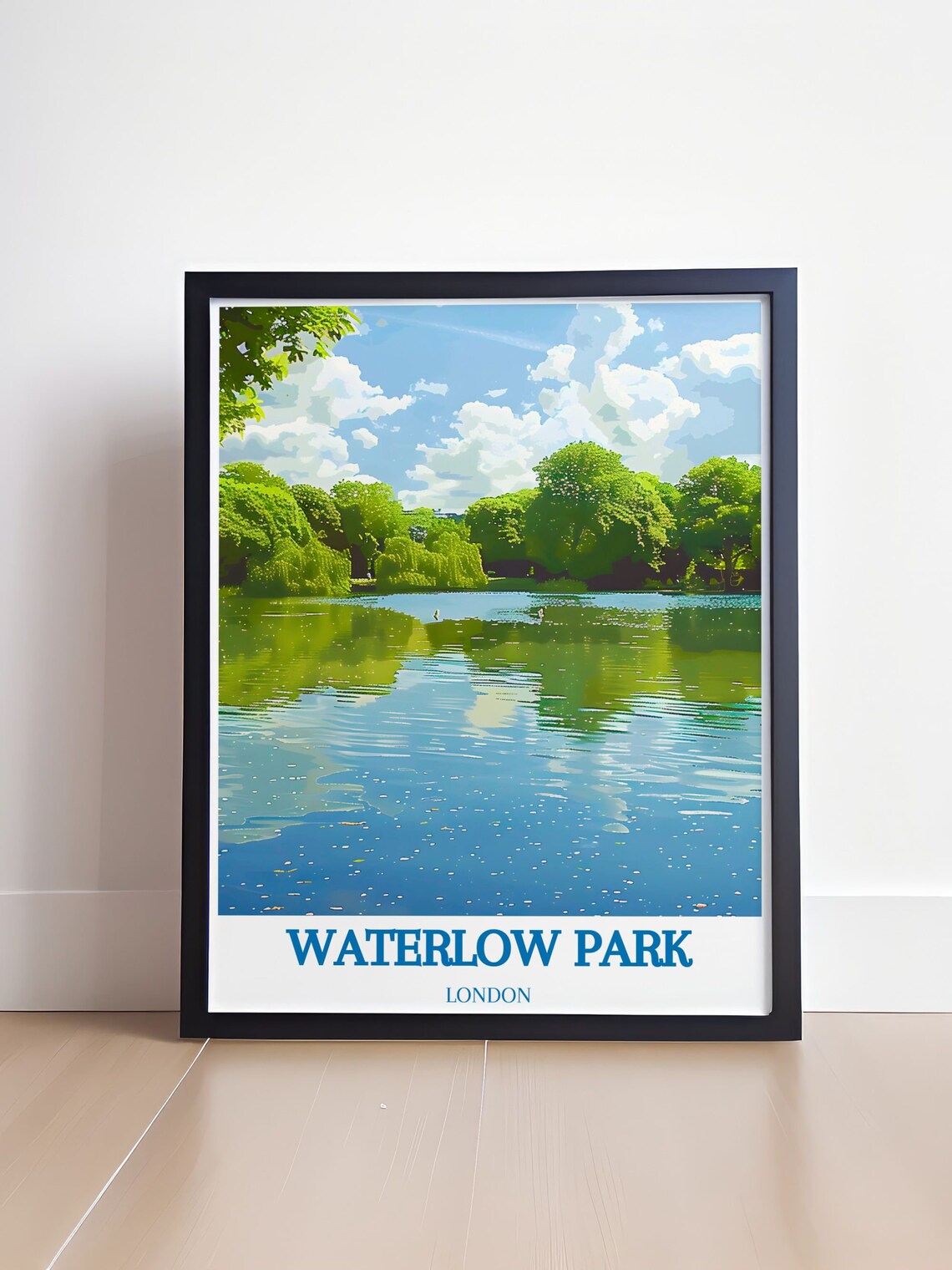 Waterlow Park Lake Vertical View Lush Green Trees London Park Poster - Image 4