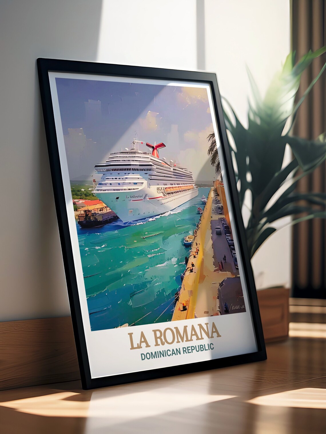 La Romana Cruise Port Big Ship Caribbean Harbor Travel Poster - Image 3