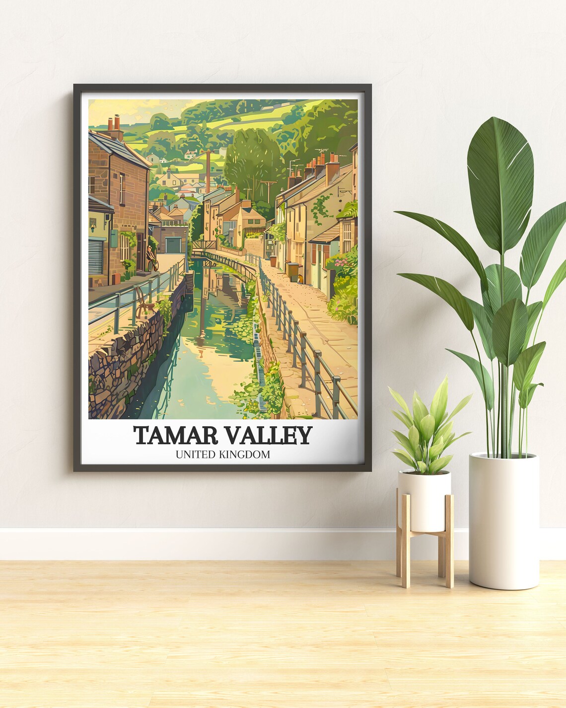 Tamar Valley Stone Village Canal Riverside Vintage Travel Art Poster - Image 3