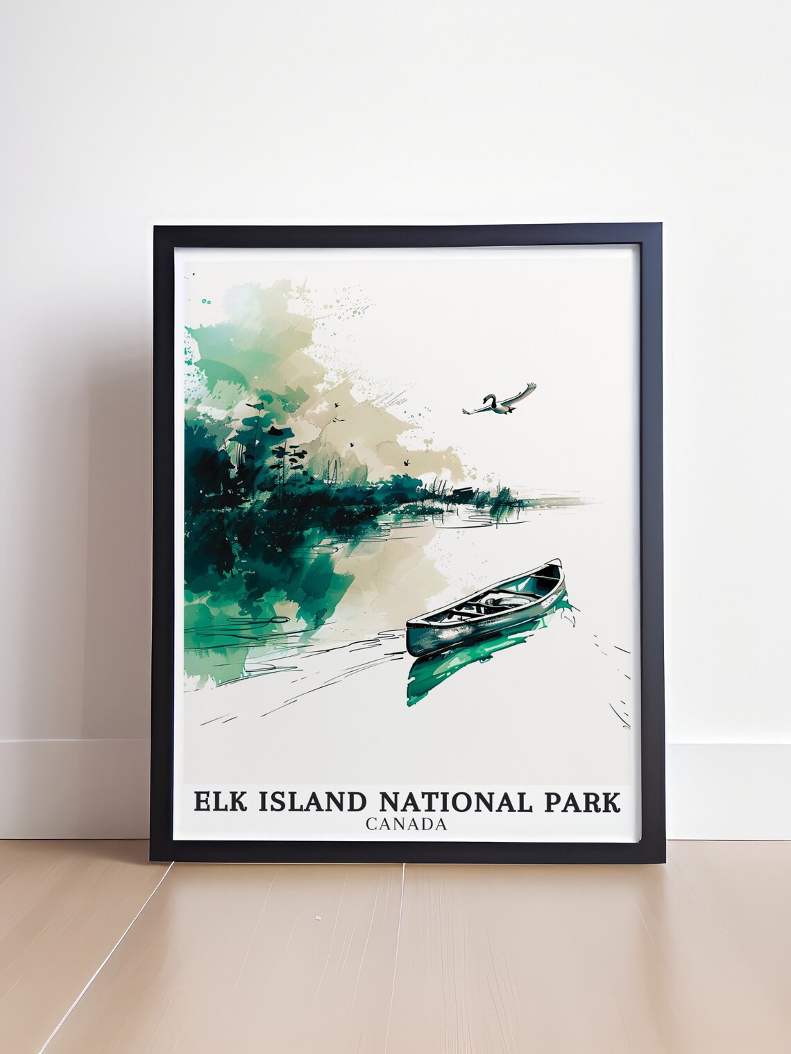 Elk Island National Park Canada Canoe Lake Watercolor Poster - Image 4
