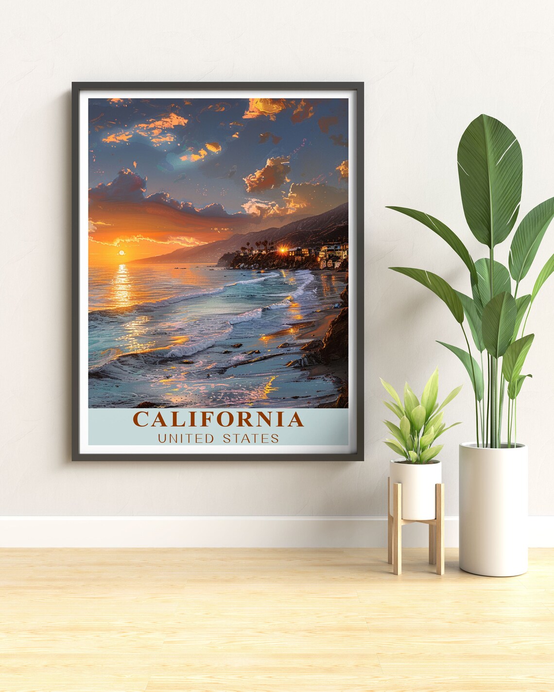 California City Print Malibu Art Print Malibu Travel Print Southern California Poster - Image 3